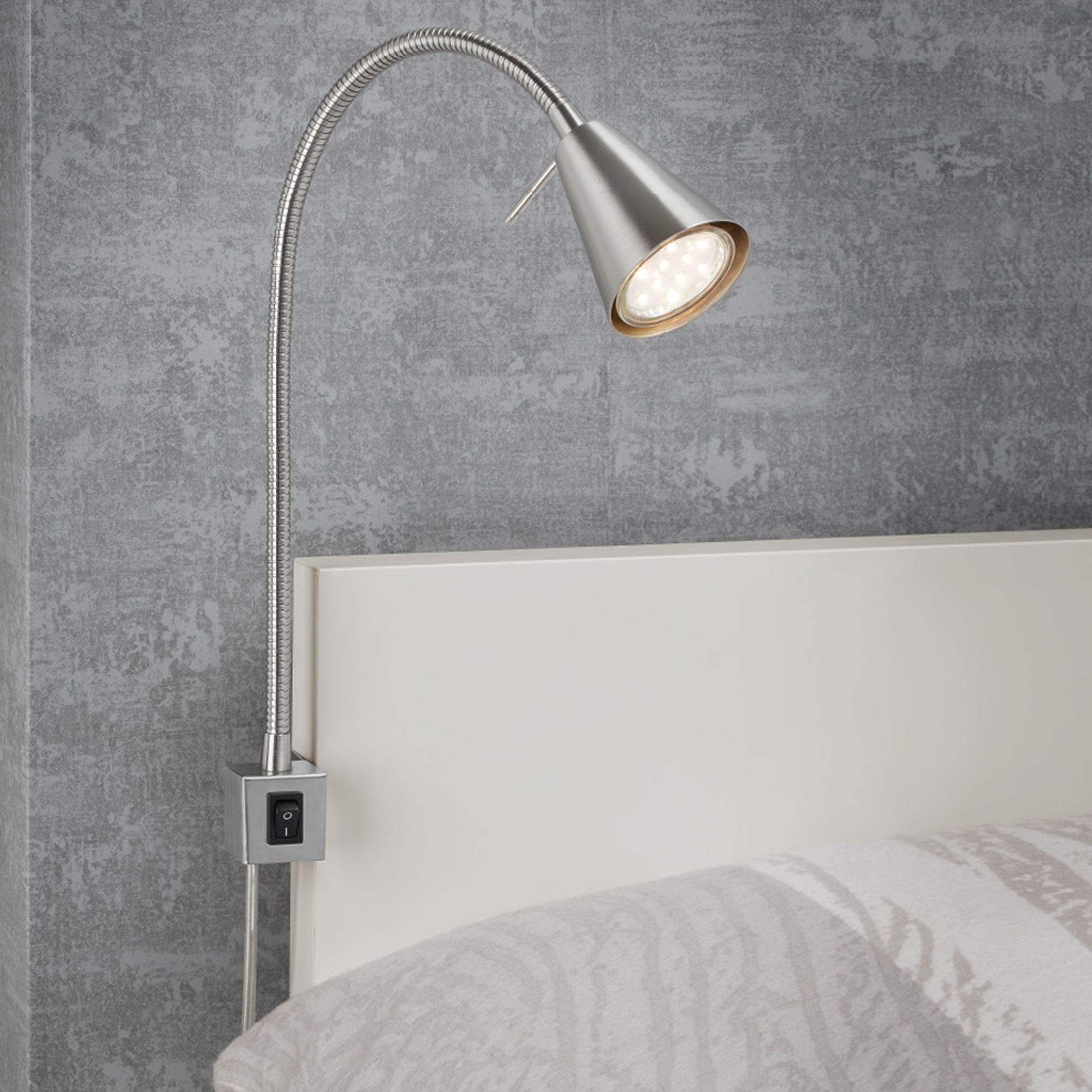 Briloner Leuchten LED Wandleuchte »2er Set LED Bettleuchte Schlafzimmer Wohnzimmer Matt-Nickel«, 2er Set LED Bettleuchte Schlafzimmer Wohnzimmer Matt-Nickel