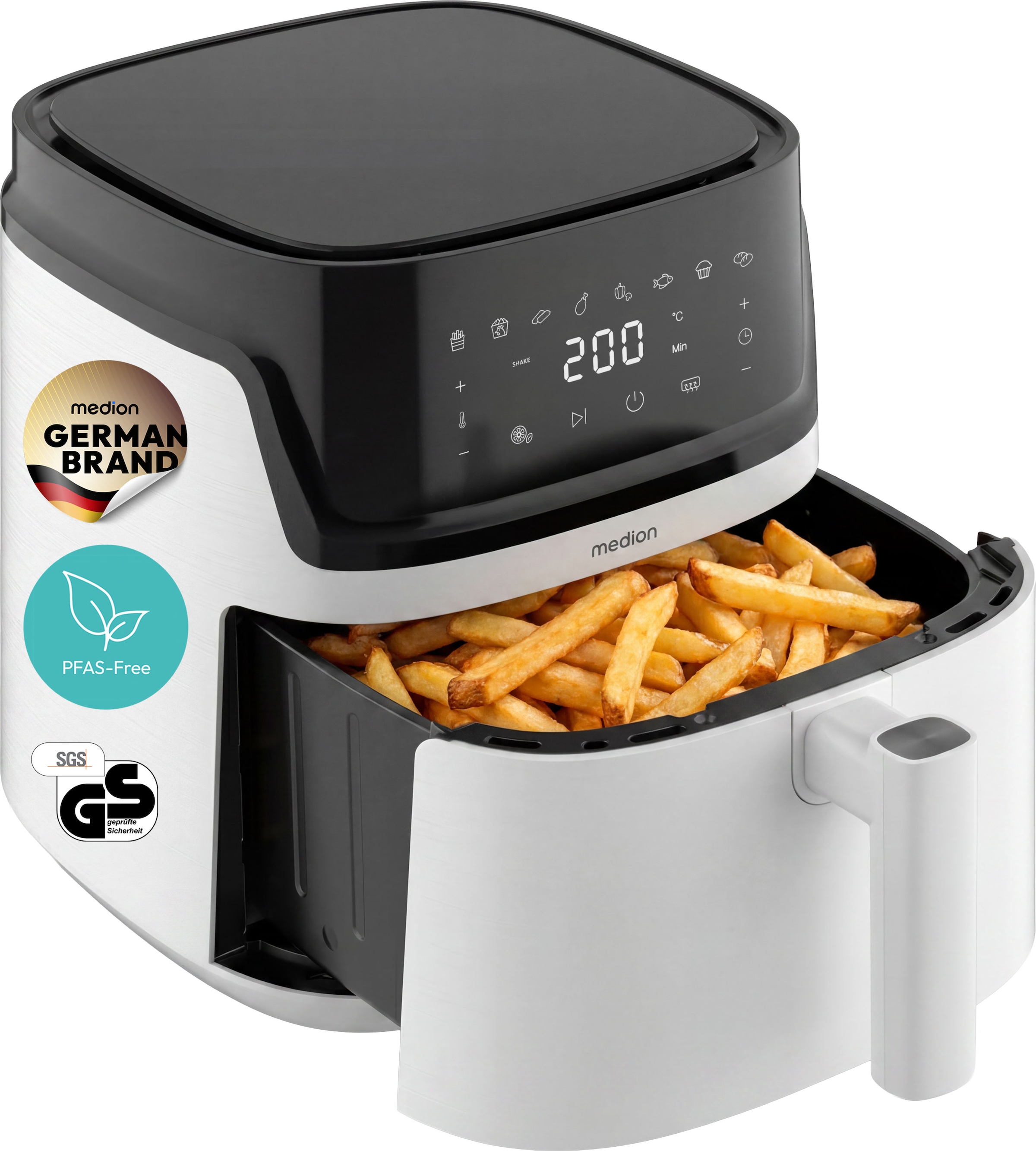 Medion® Heißluftfritteuse »MD 100056« 1650 W Großes 7,2 L Fassungsvermögen,PFAS‑frei