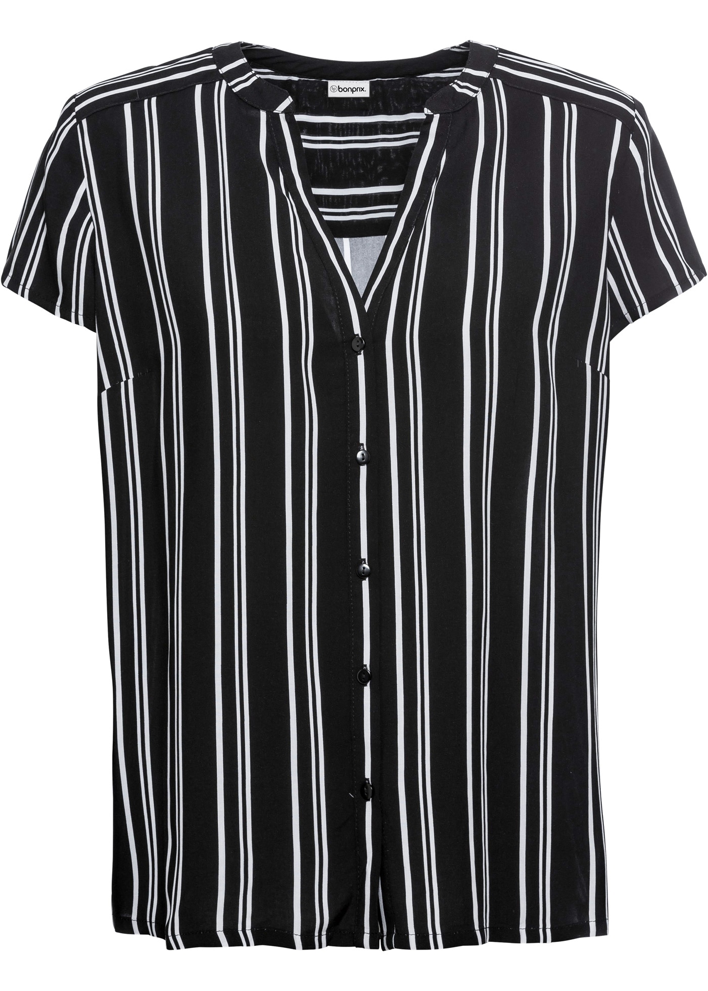 bonprix Kurzarmbluse Regular Fit, für Businessmode, aus Viskose, feminin gestaltet