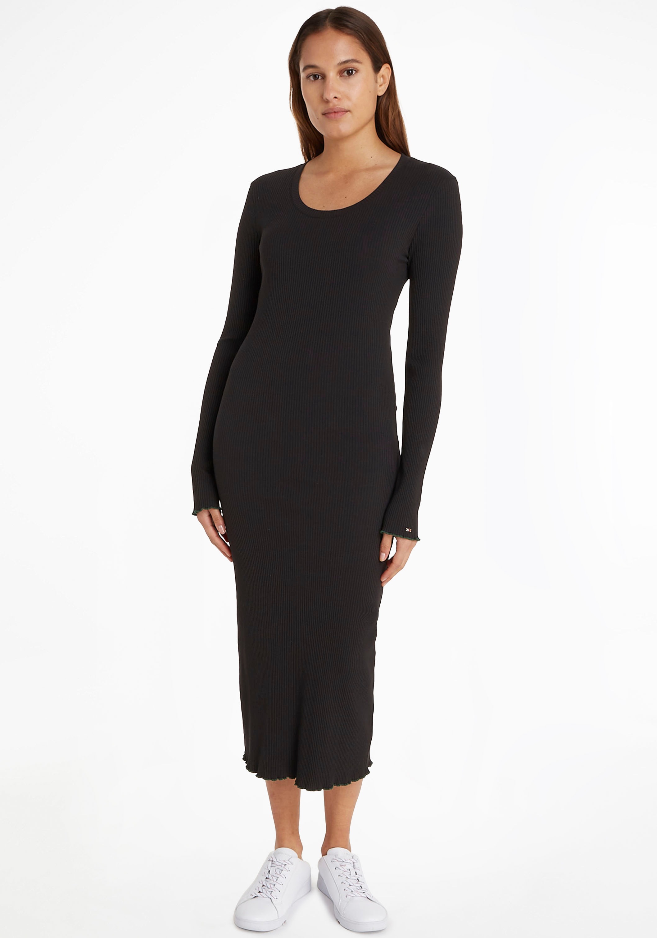 Tommy Hilfiger Strickkleid »SLIM FRILL RIB SC-NK MIDI DRS LS«, mit Rüschen & Tommy... kaufen