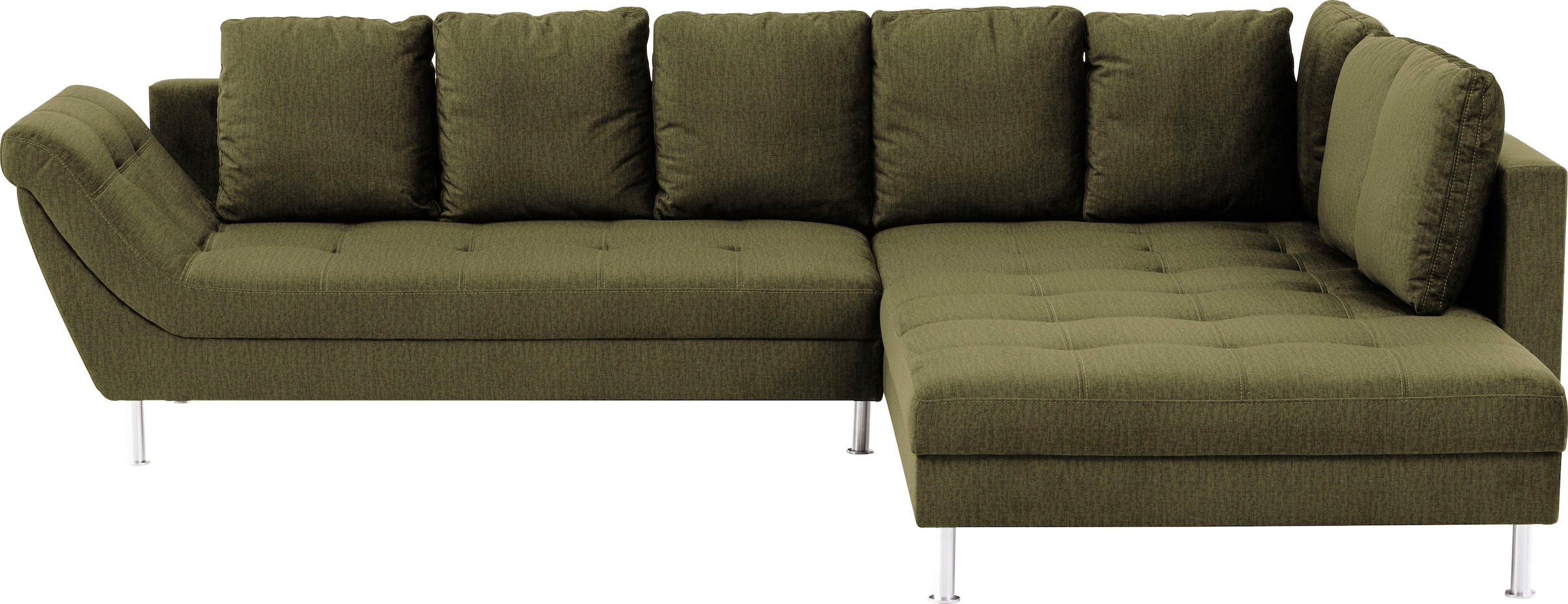 exxpo - sofa fashion Ecksofa »Laconi, extravagantes Designsofa mit tollem Sitzkomfort, L-Form«, in hochwertiger Detailverarbeitung, bequeme Armlehne, hoher Fuß