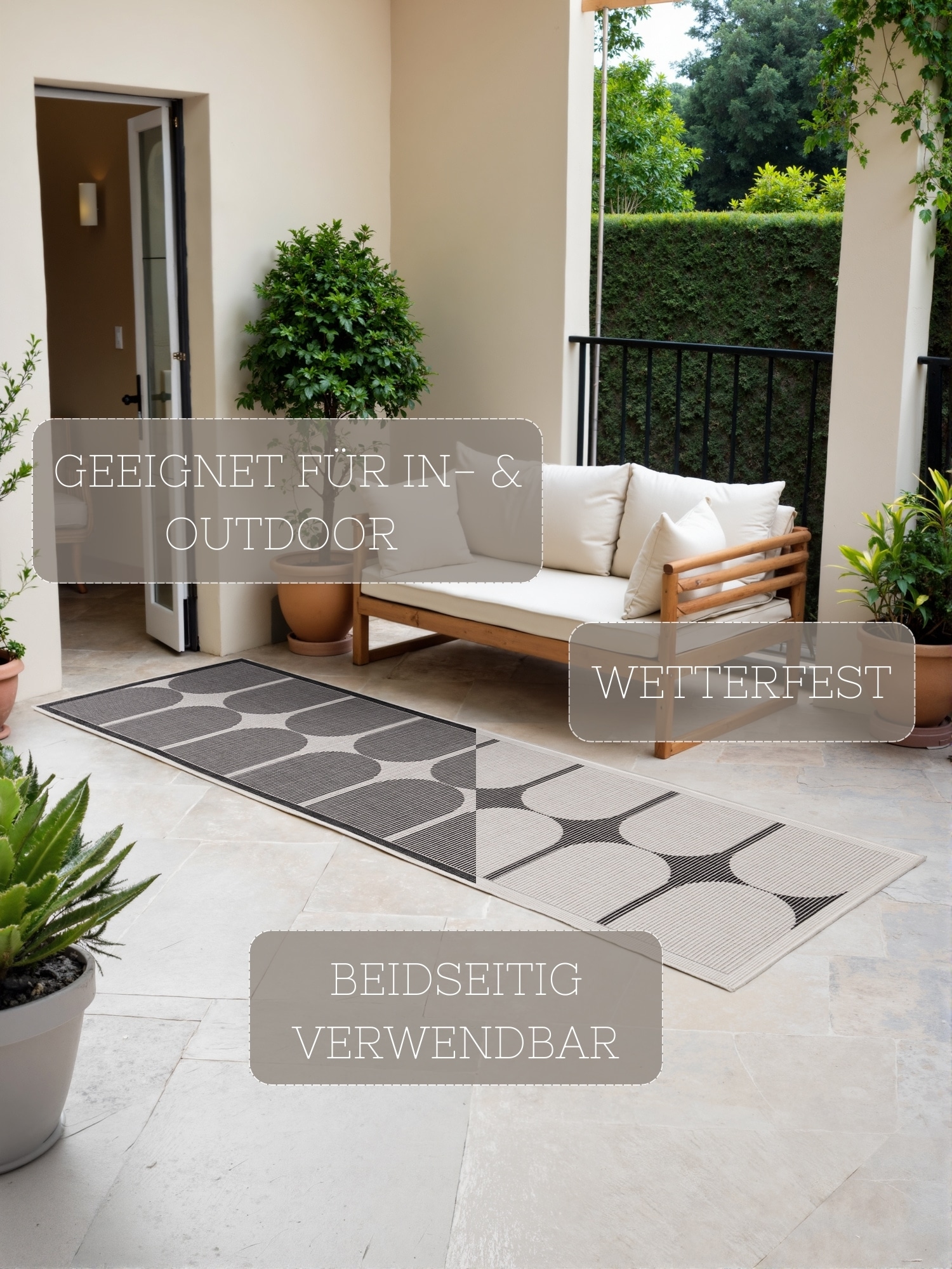 NORTHRUGS Outdoorteppich »Bowen Wendeteppich«, rechteckig, 5 mm Höhe, Läufer, In und Outdoor, Flachgewebe, wetterfest, pflegeleicht, robust