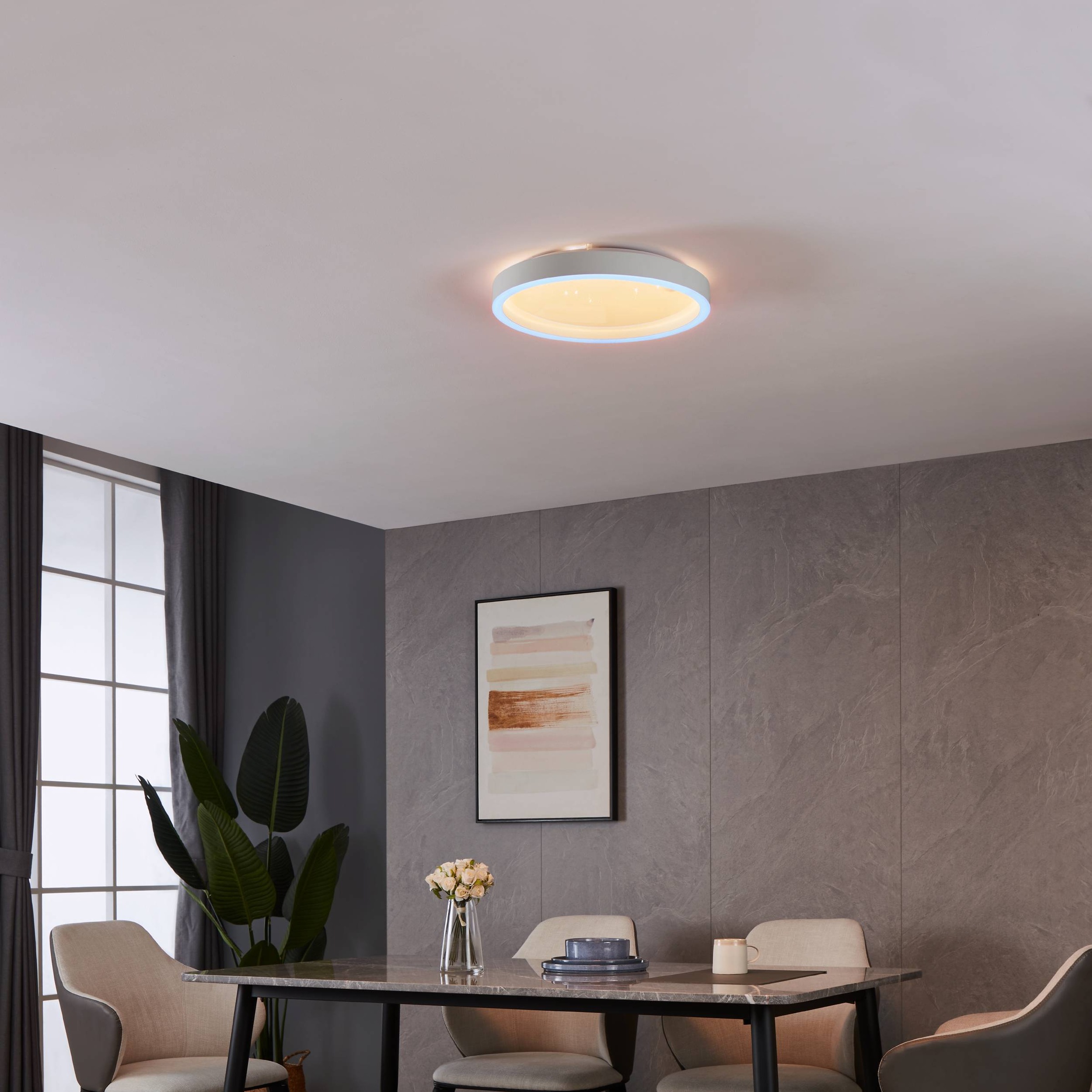 EGLO Deckenleuchte »Montemorelos-Z Deckenlampe, ZigBee 3.0, Kristall-Effekt, Flurlampe« LED-Modul 1 Stk. Kaltweiß | RGB Wand-/Deckenleuchte - H5 x Ø42 cm - weiß - 17,8W inkl.