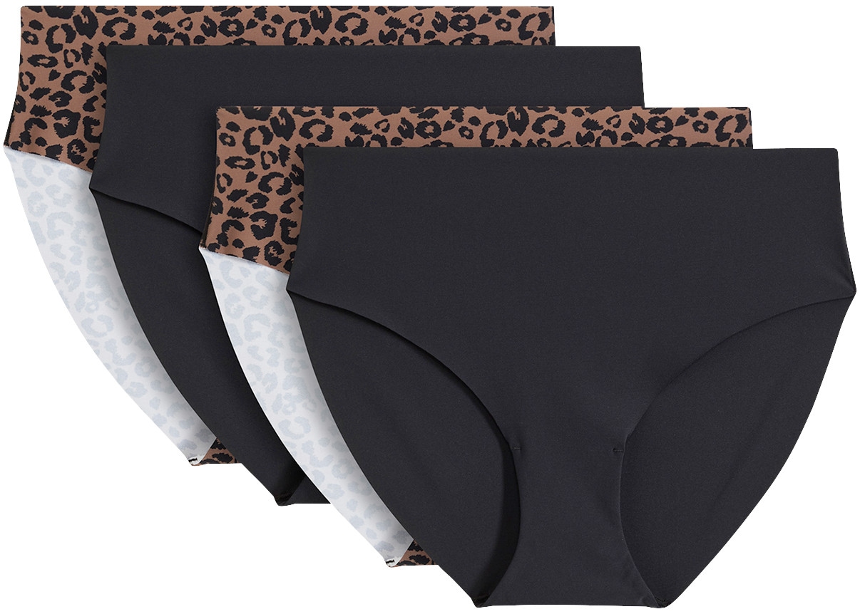 bonprix Panty Packung, 4er, Maxislip, mit trendigem Druck, aus elastischem Material