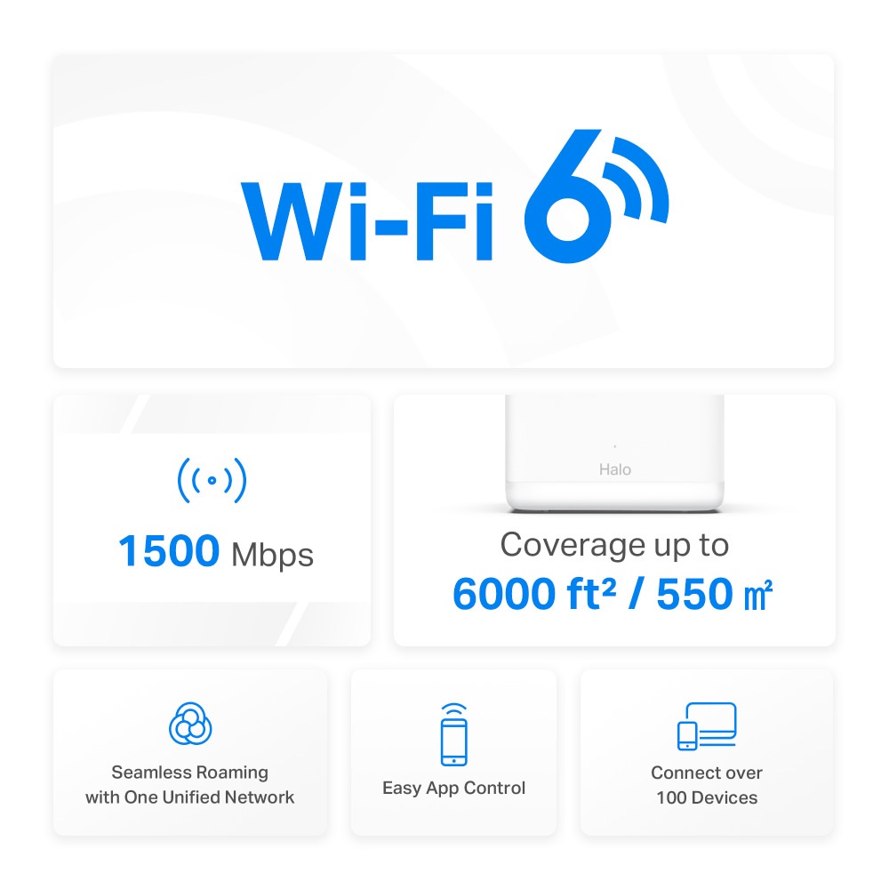 TP-Link WLAN-Router »Mercusys Halo H1500X AX1500 Whole Home Mesh-System Wi-Fi 6 3er Pack«, (Set, 3x H1500X)