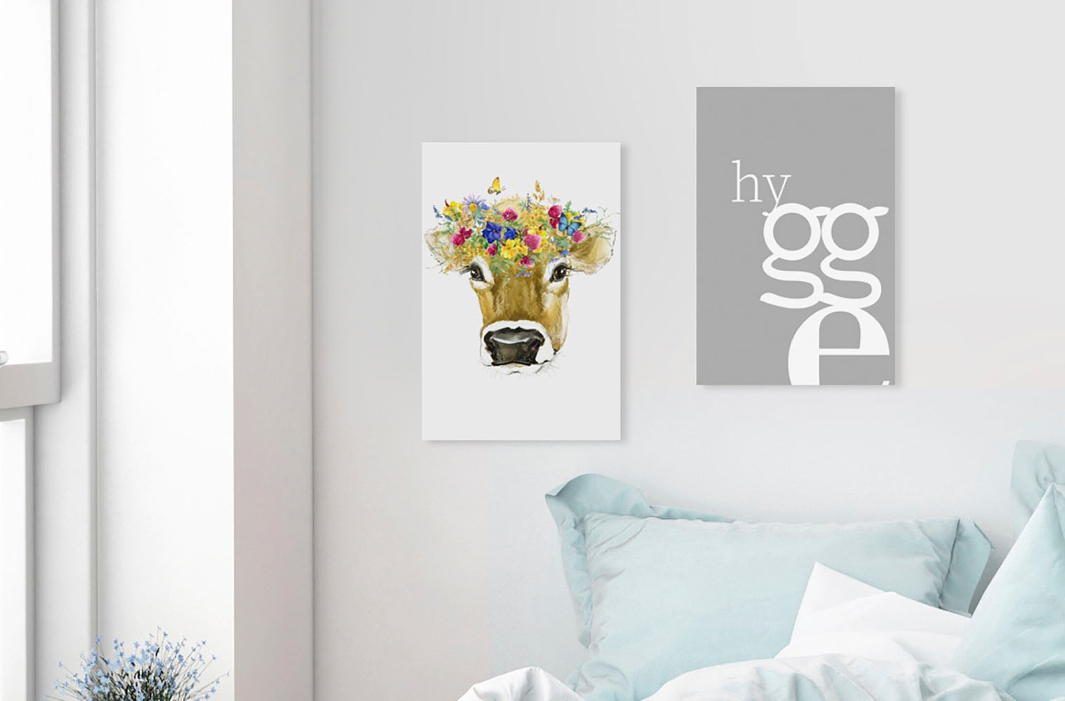 queence Leinwandbild "Kuh" Blumen  Blumenbilder  Kuh  Kuhbilder  Kunst Prem günstig online kaufen