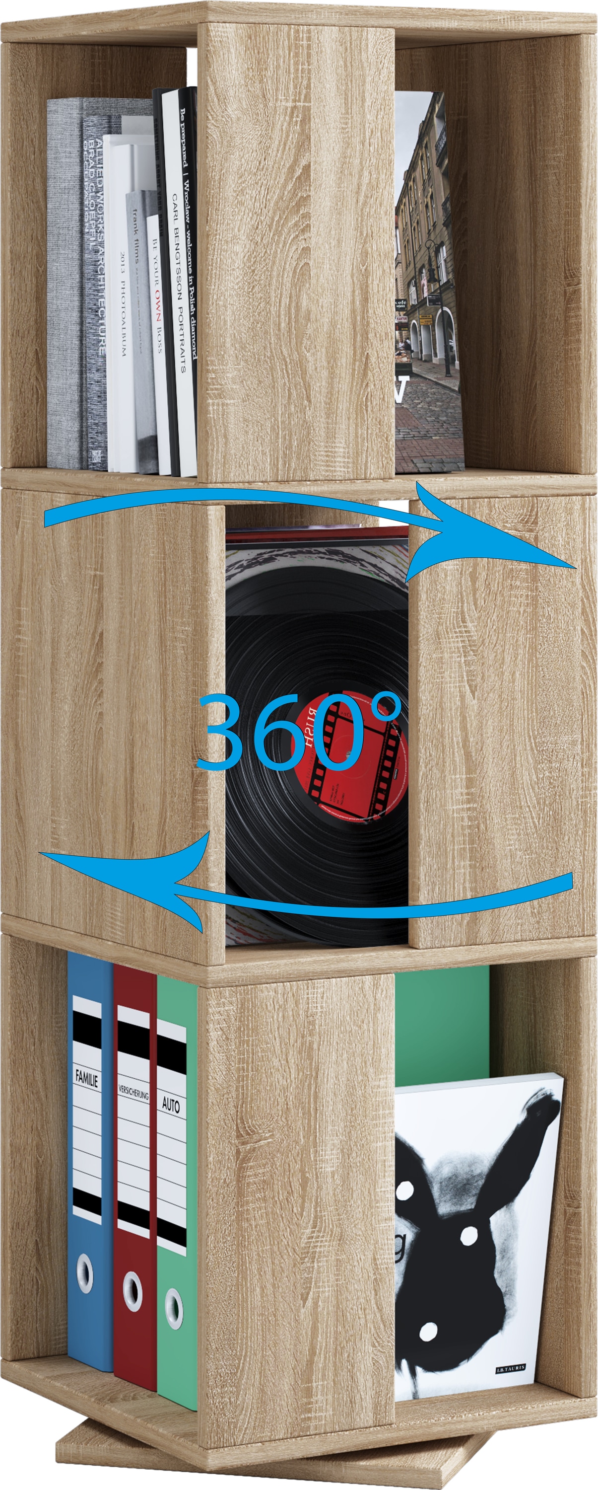 VCM Aktenregal »VCM Holzregal stehend | Bücherregal drehbar | Maße ca. H. 109 x B. 34 x T. 34 cm | Elegantes Regal | Büroregal ¿ Stifta XL«