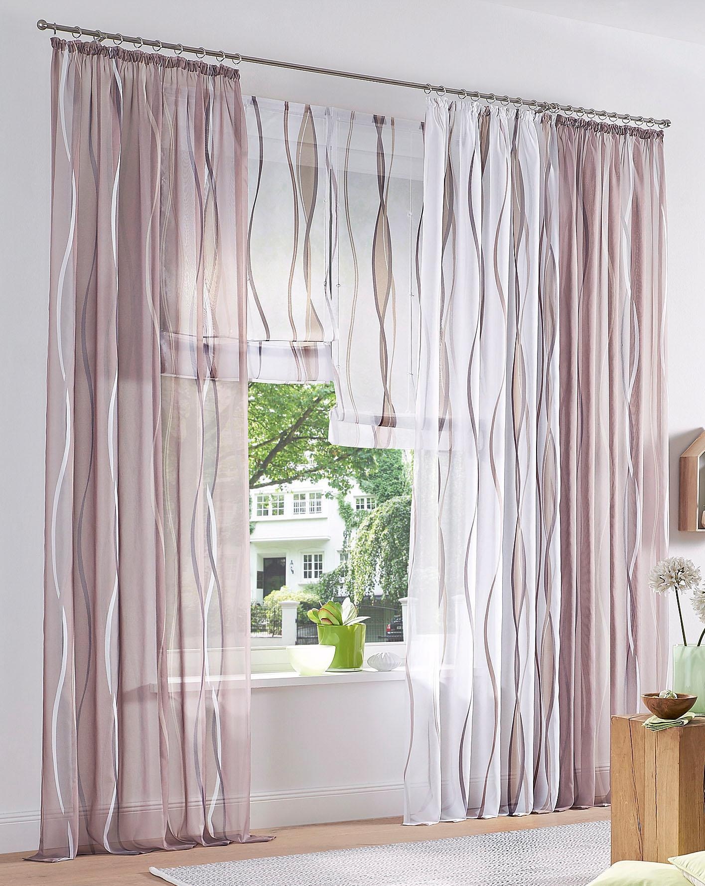 my home Raffrollo »Dimona«, mit Klettschiene, Transparent, Voile, Polyester, Wellen