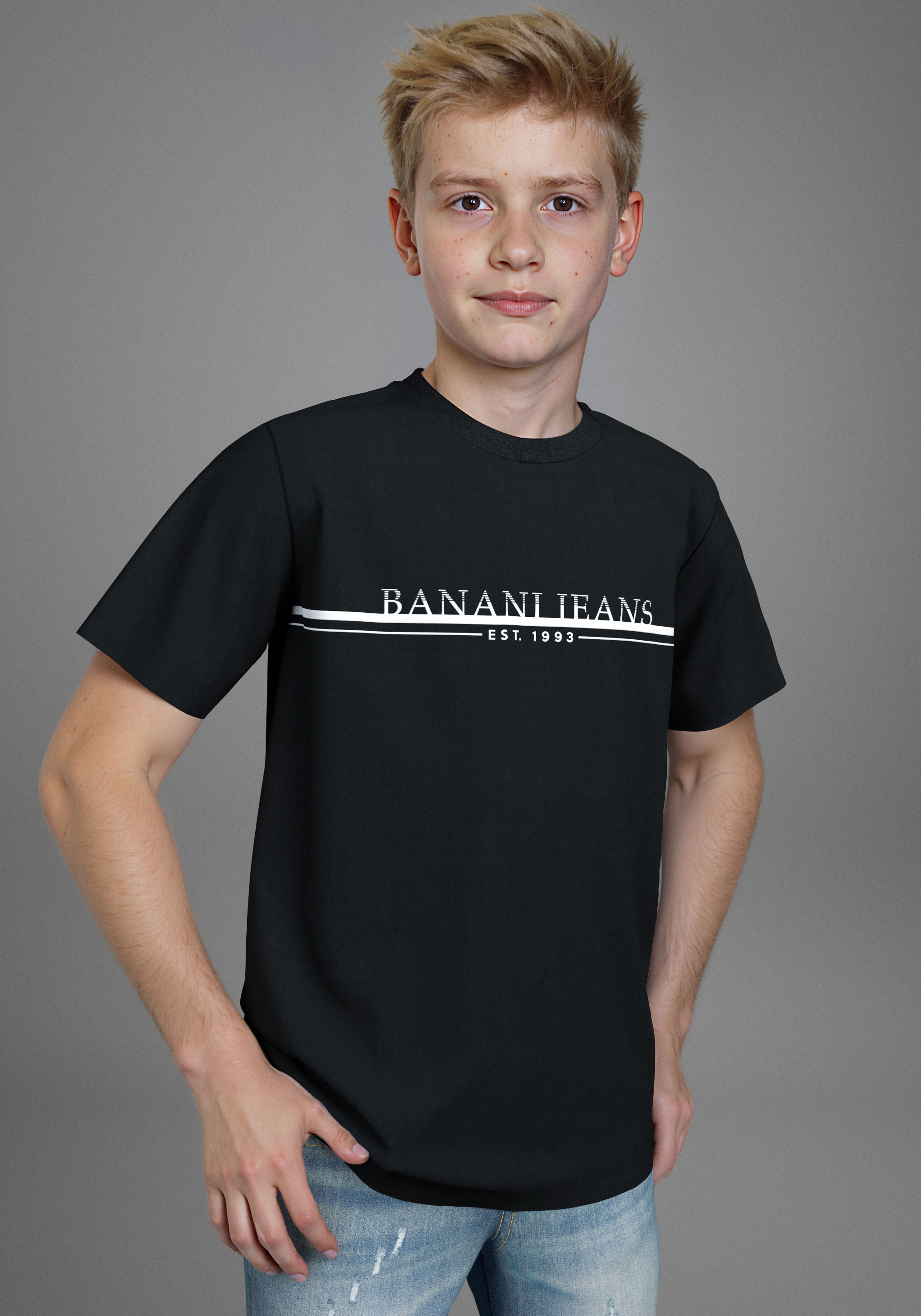Bruno Banani T-Shirt "Banani Jeans Shirt mit Logoprint für Jungen" Für TEENS. Cooles Logoshirt
