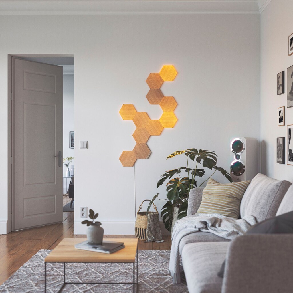 nanoleaf Dekolicht »Elements Wood Look«, Smarte Technologie und elegante Beleuchtung