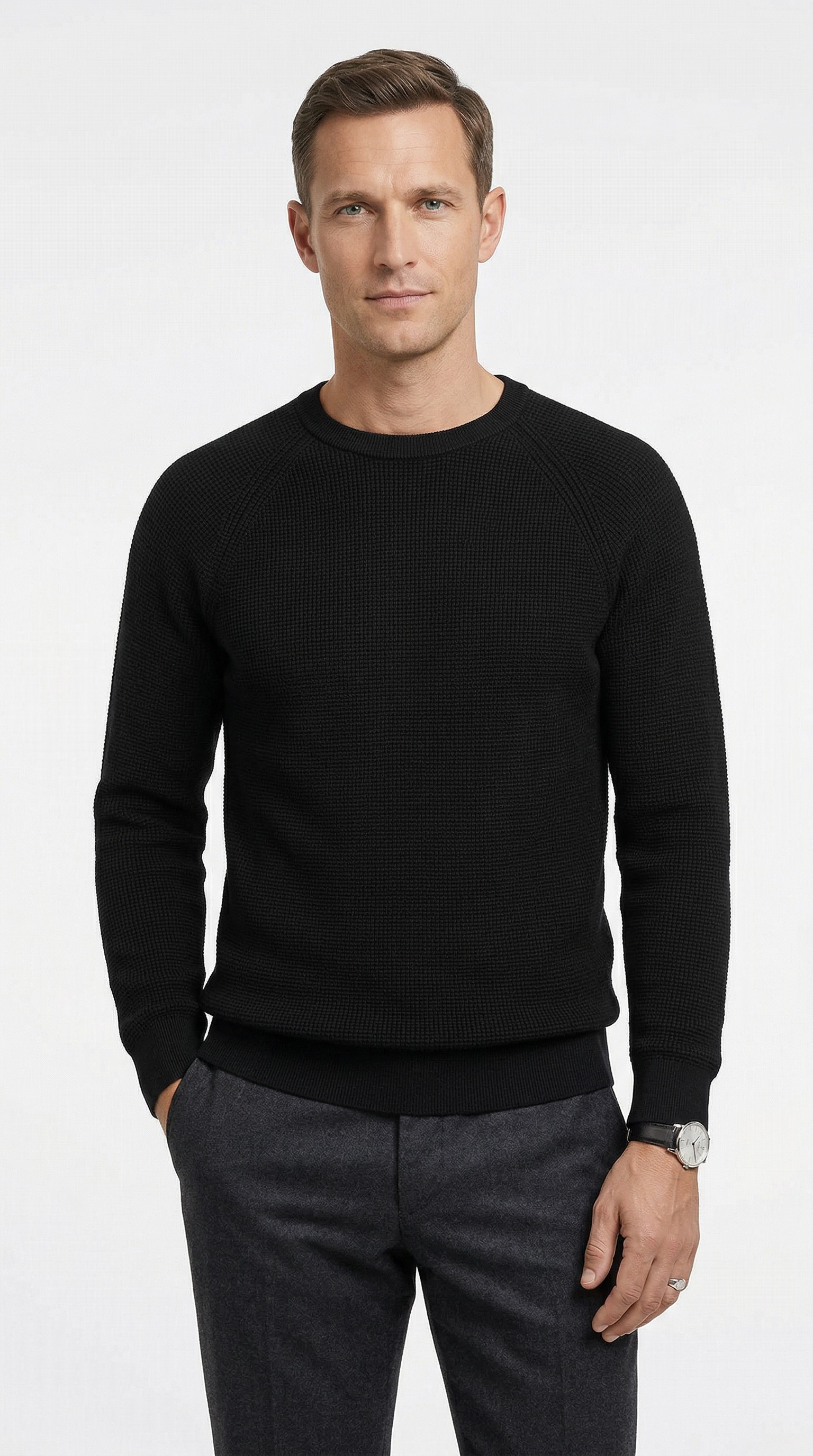 OLYMP Rundhalspullover "Waffle Structure" Rundhals, casual, unifarben, regu günstig online kaufen