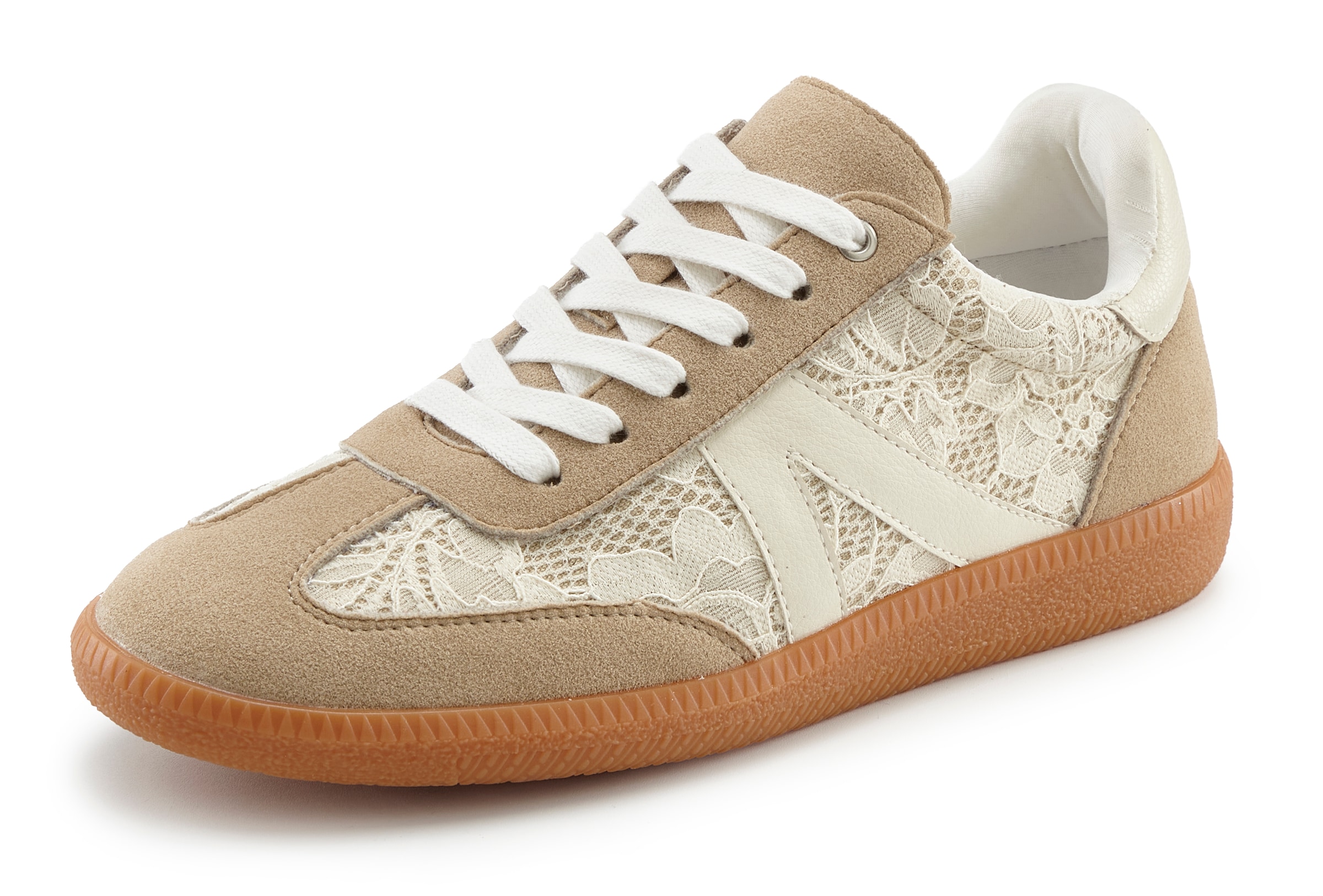 LASCANA Sneaker, Schnürhalbschuhe, Freizeitschuhe mit Spitzen-Einsatz