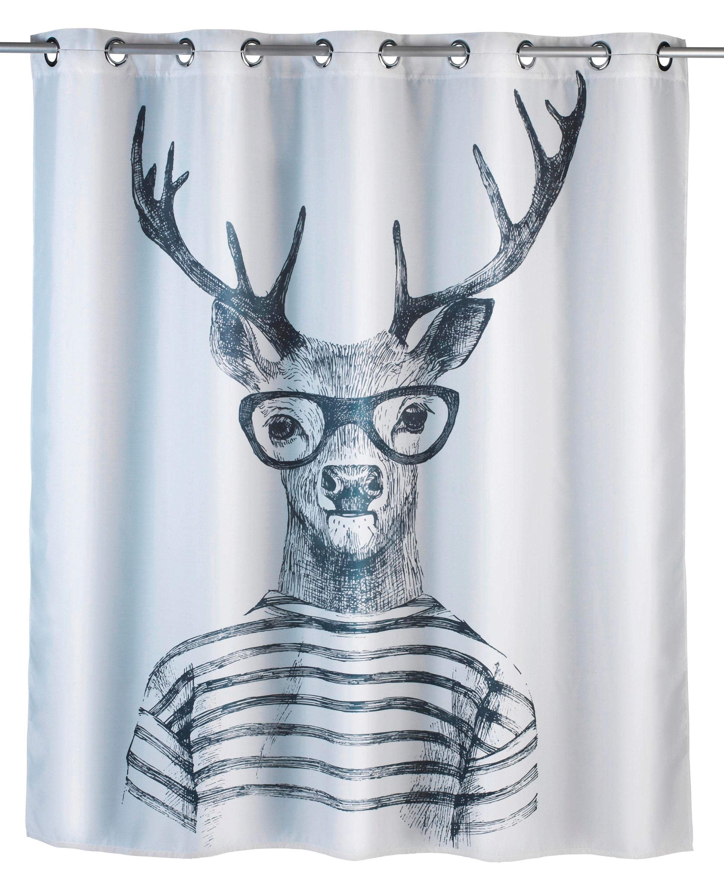WENKO Duschvorhang "Mr. Deer", Höhe 180 cm
