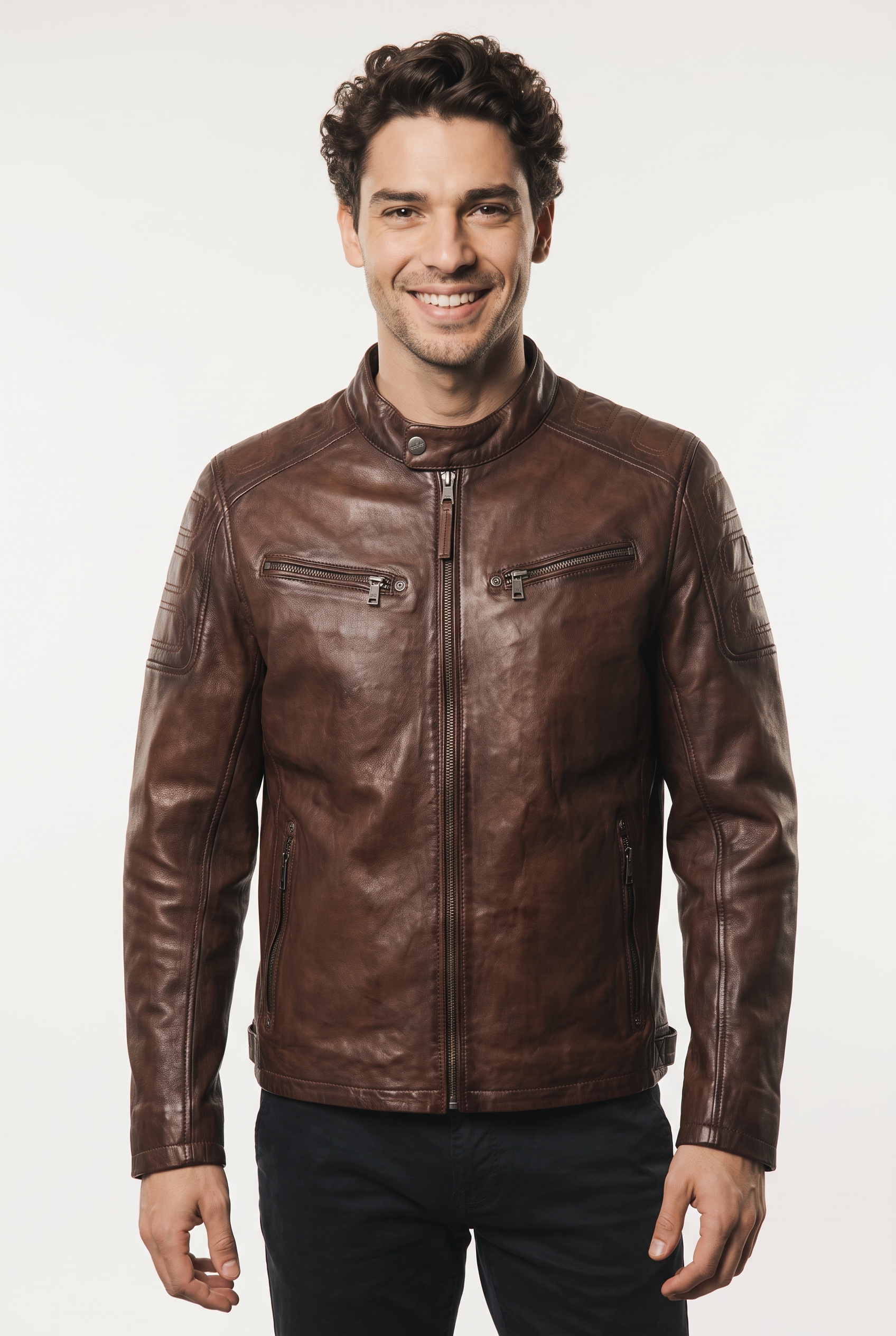 Mauritius Lederjacke "MMDreeser" mit betonter Schulterpartie, Regular Fit