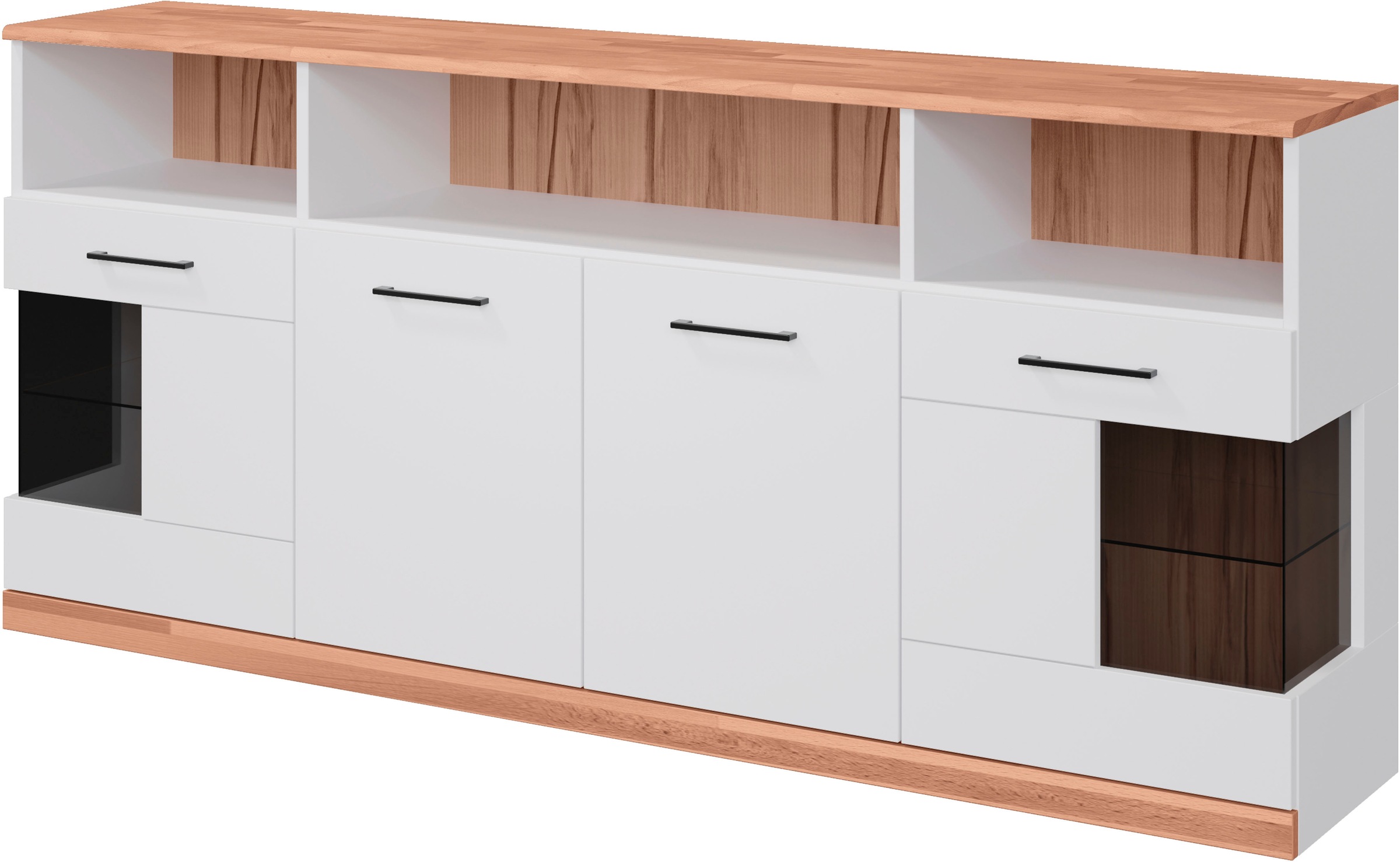 Home affaire Sideboard "Ribe,180cm breit,Oberplatte aus Massivholz, 9 Fäche günstig online kaufen