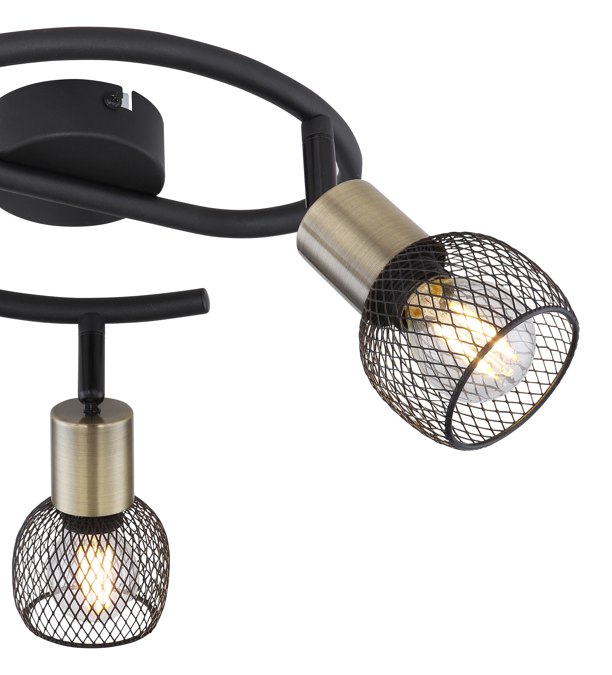 GLOBO LIGHTING Deckenstrahler »FIASTRA«, Leuchtmittel E14 | ohne Leuchtmittel, Deckenspot/schwarz/Schirme aus Metallgeflecht/Flur