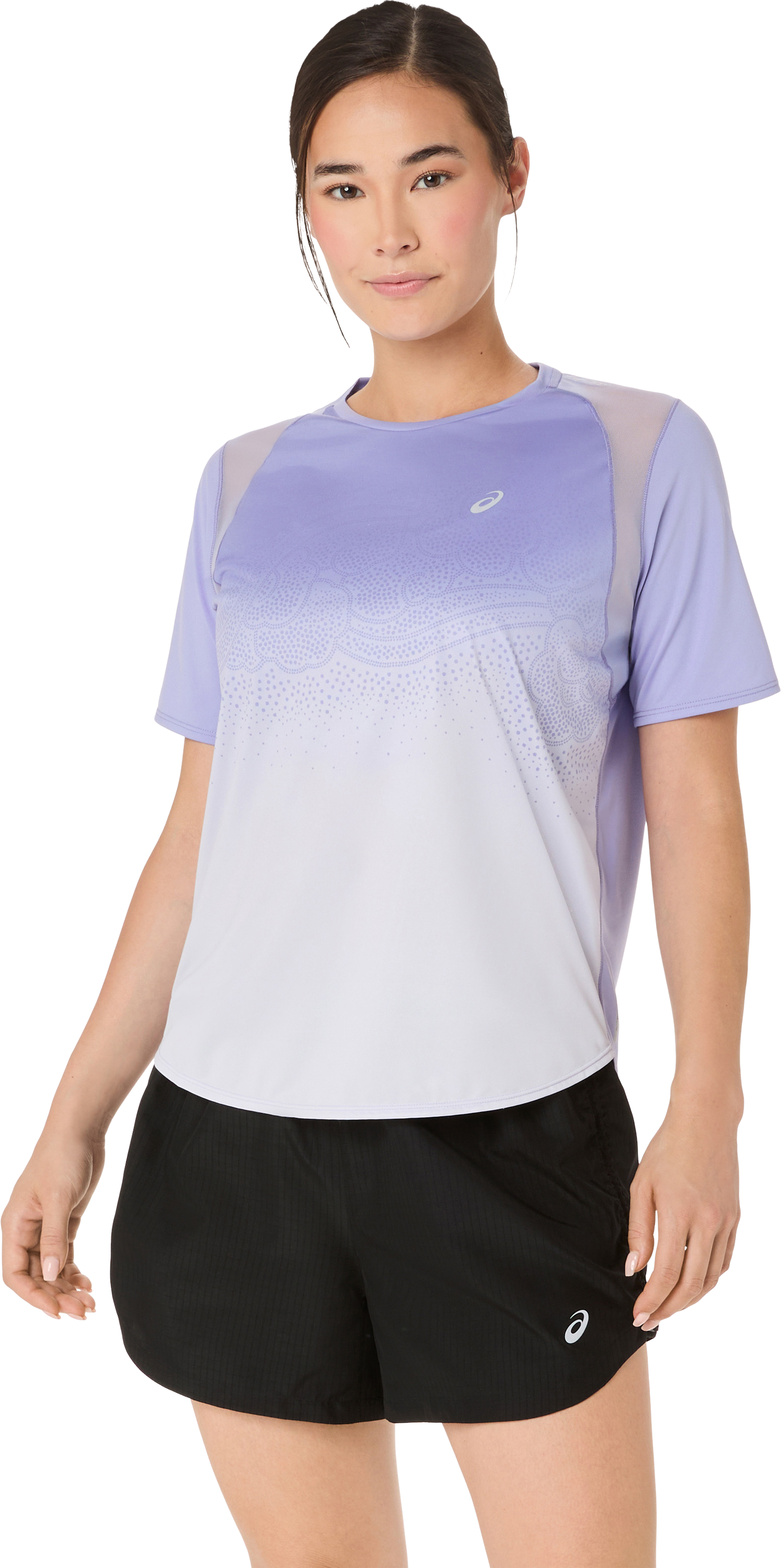 ASICS Damen Laufshirt "ROAD FADE SS TOP"blaubell, Gr. XS, Obermaterial: 100% Polyester, Shirts, für verschiedene Jahreszeiten, mit Grafik-Print, mit
