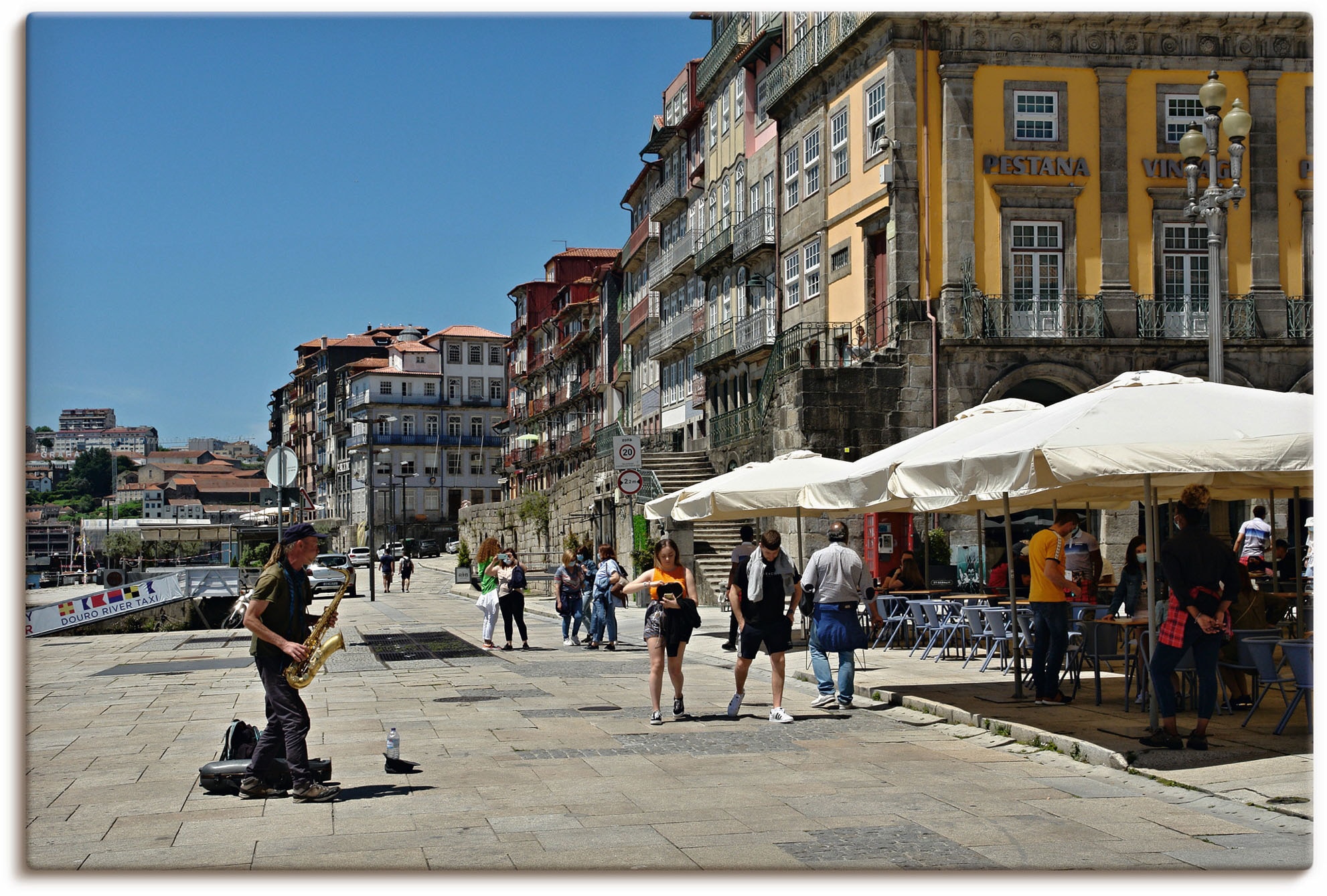 Artland Leinwandbild "Porto - Zona Ribeira - Portugal", Bilder von Europa, (1 St.), auf Keilrahmen gespannt