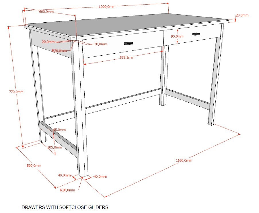 Home affaire Schreibtisch »Schreibtisch Forrest aus Massivholz, Made in Europe, zeitloses Design«, (B/H/T ca. 120x77x60 cm, in zwei Ausführungen erhältlich,), mit 2 Schubladen (Soft-Close), stabil und standfest gebaut