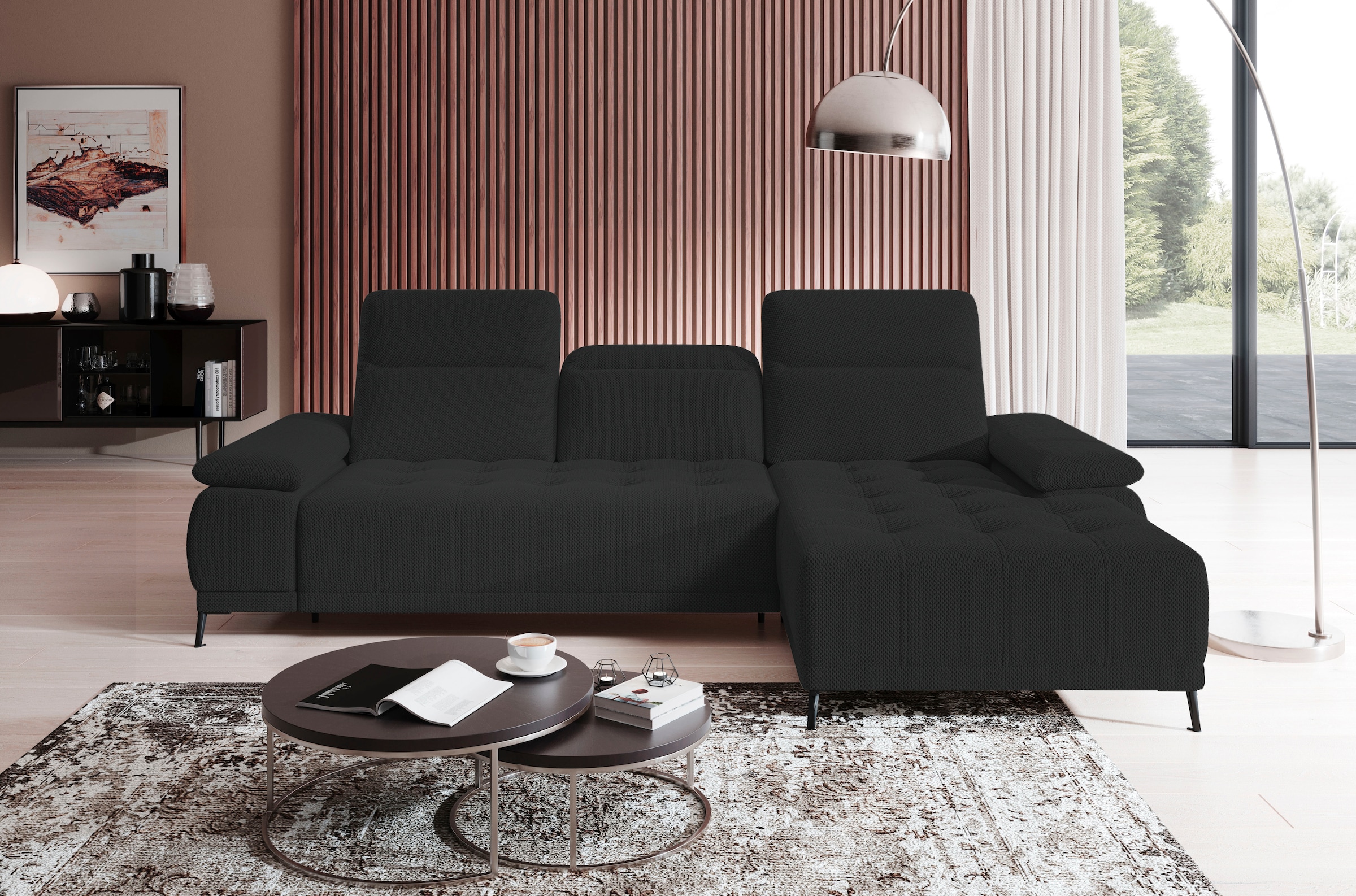 WERK2 Ecksofa "Focus-S, inkl. elektr. Sitzvorzug, manuelle Kopfteilverstell günstig online kaufen