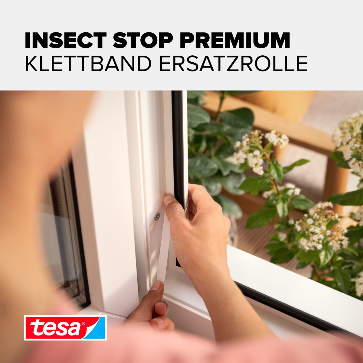 tesa Fliegengitter-Gewebe »Klettband Premium - Ersatzrolle Für Fliegennetze - 560 cm« Packung, Selbstklebendes Klettband, 1 Stk. tlg. zuschneidbar - Mückenschutz ohne Bohren