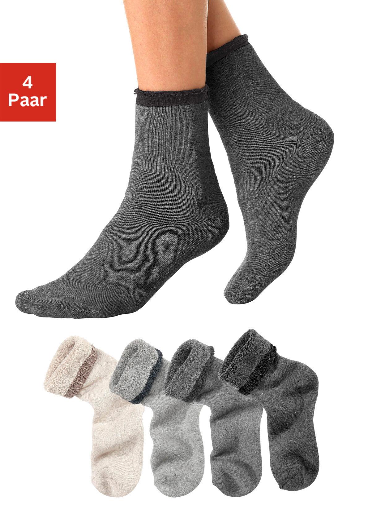 Lavana Kuschelsocken "Damen Frotteesocken" Packung, 4 Stk. tlg. mit wärmendem Innenfrottee