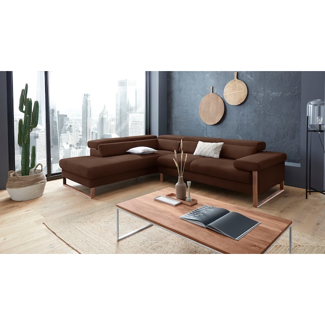 W.SCHILLIG Ecksofa »finn«, German Design Award 2016, Fußgestell Nussbaum  natur, Breite 281 cm kaufen | BAUR