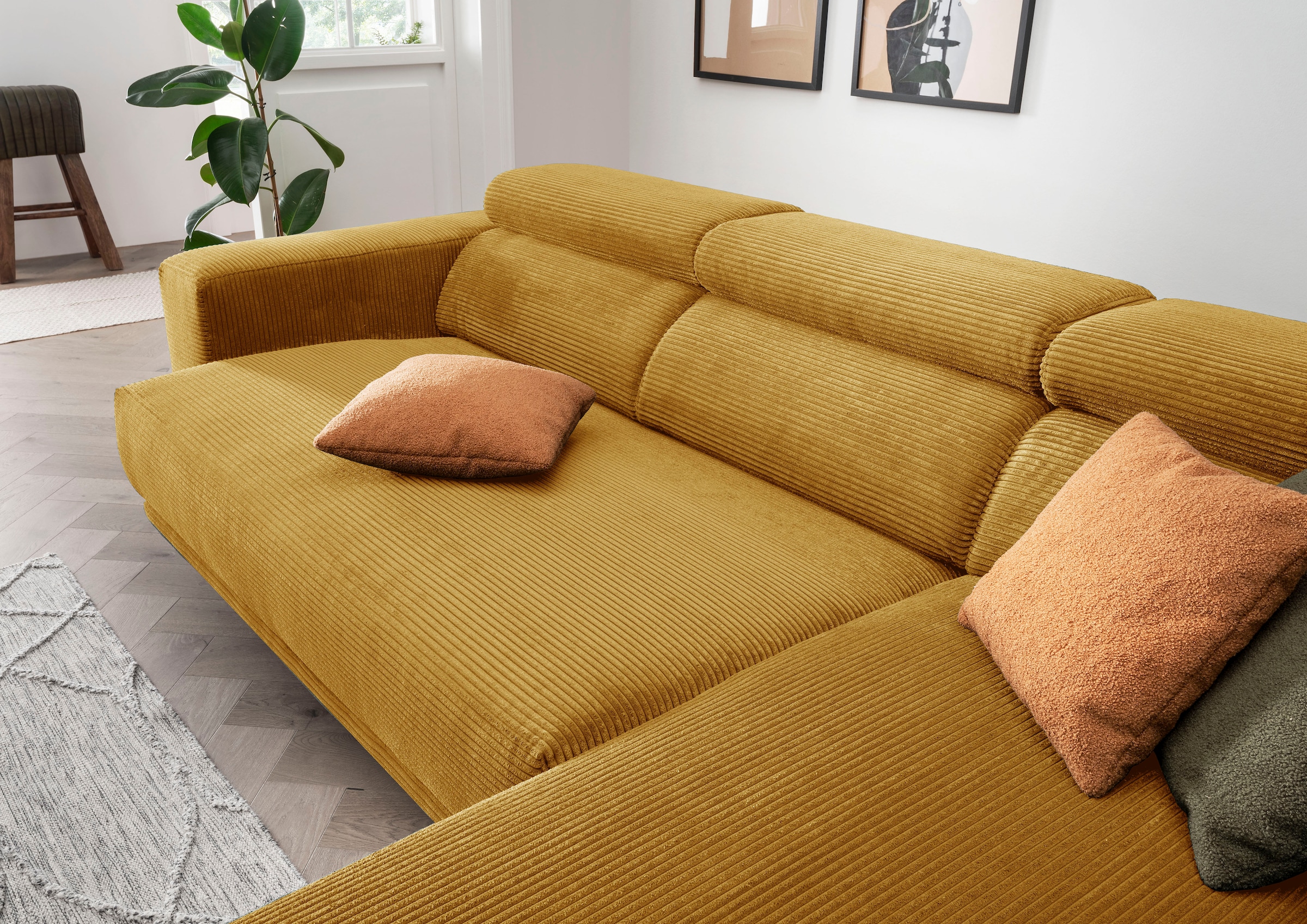 alina Ecksofa »Hikari«, wahlweise mit Sitzvorzug, in modernem Cordstoff, Breite 276 cm