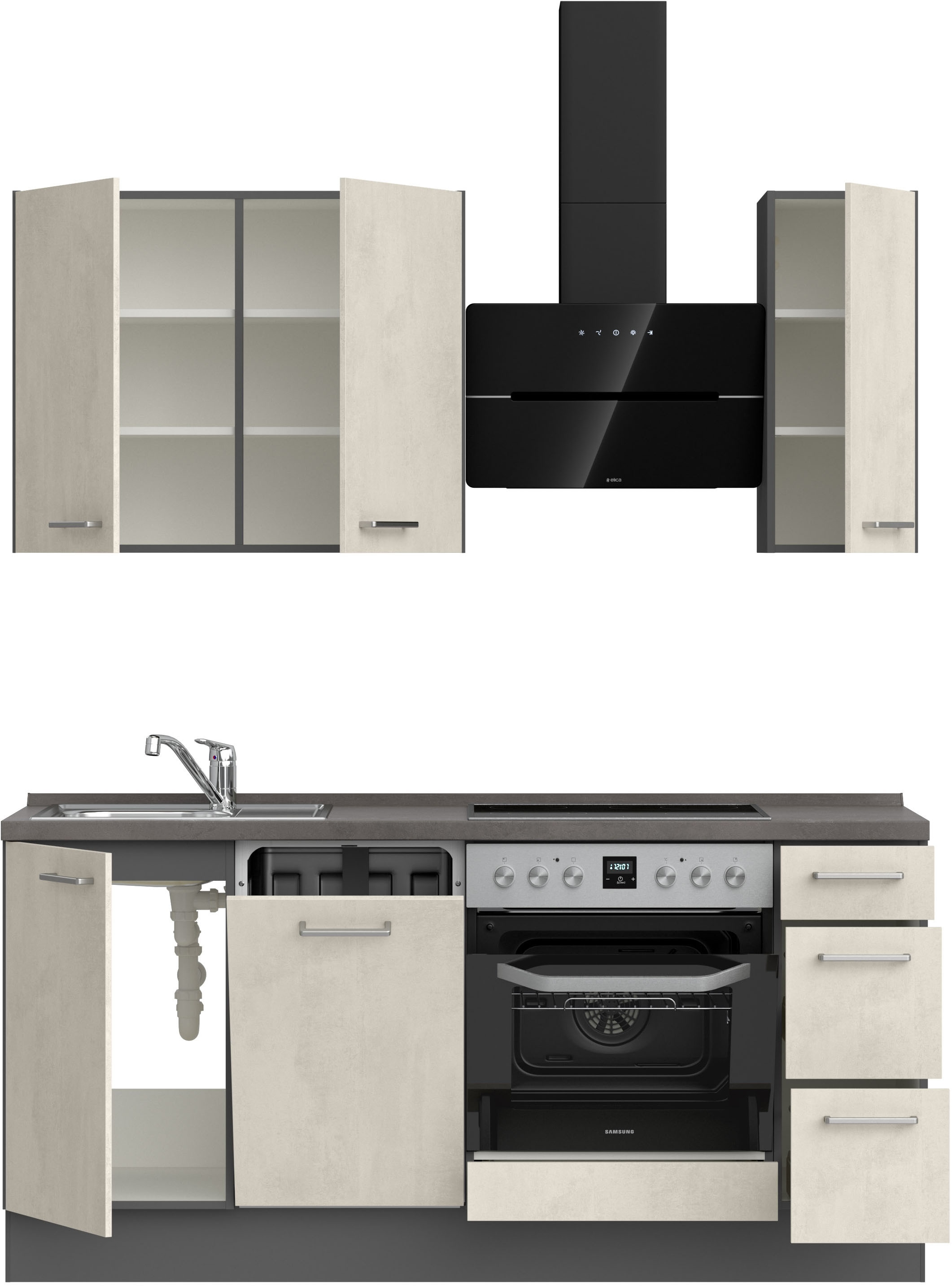 nobilia® Küchenzeile »"Riva II"«, vormontiert, Ausrichtung wählbar, Breite 180 cm, wahlw. mit E-Geräten