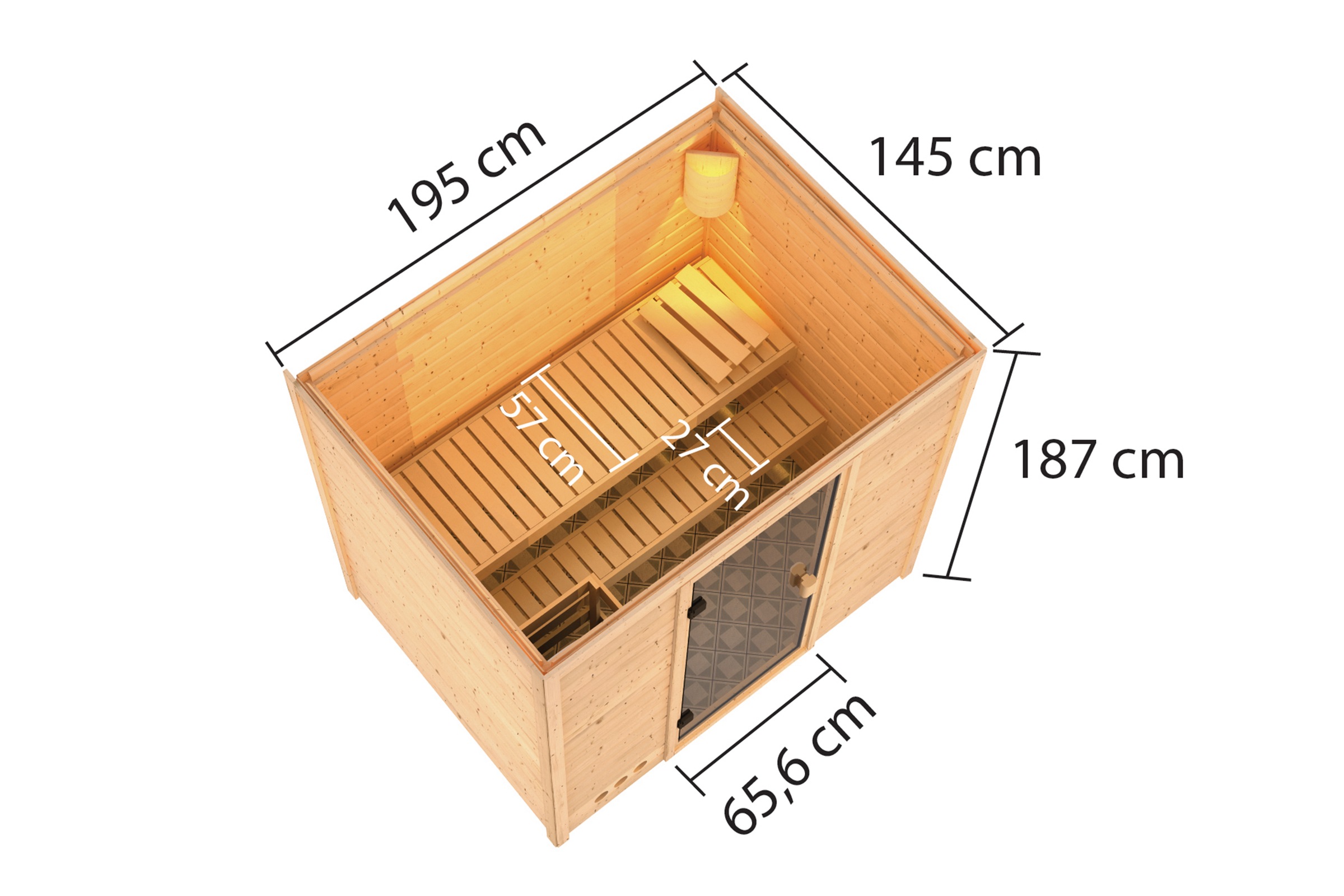 Karibu Sauna »"Sunie" mit bronzierter Tür, naturbelassen« aus hochwertiger nordischer Fichte