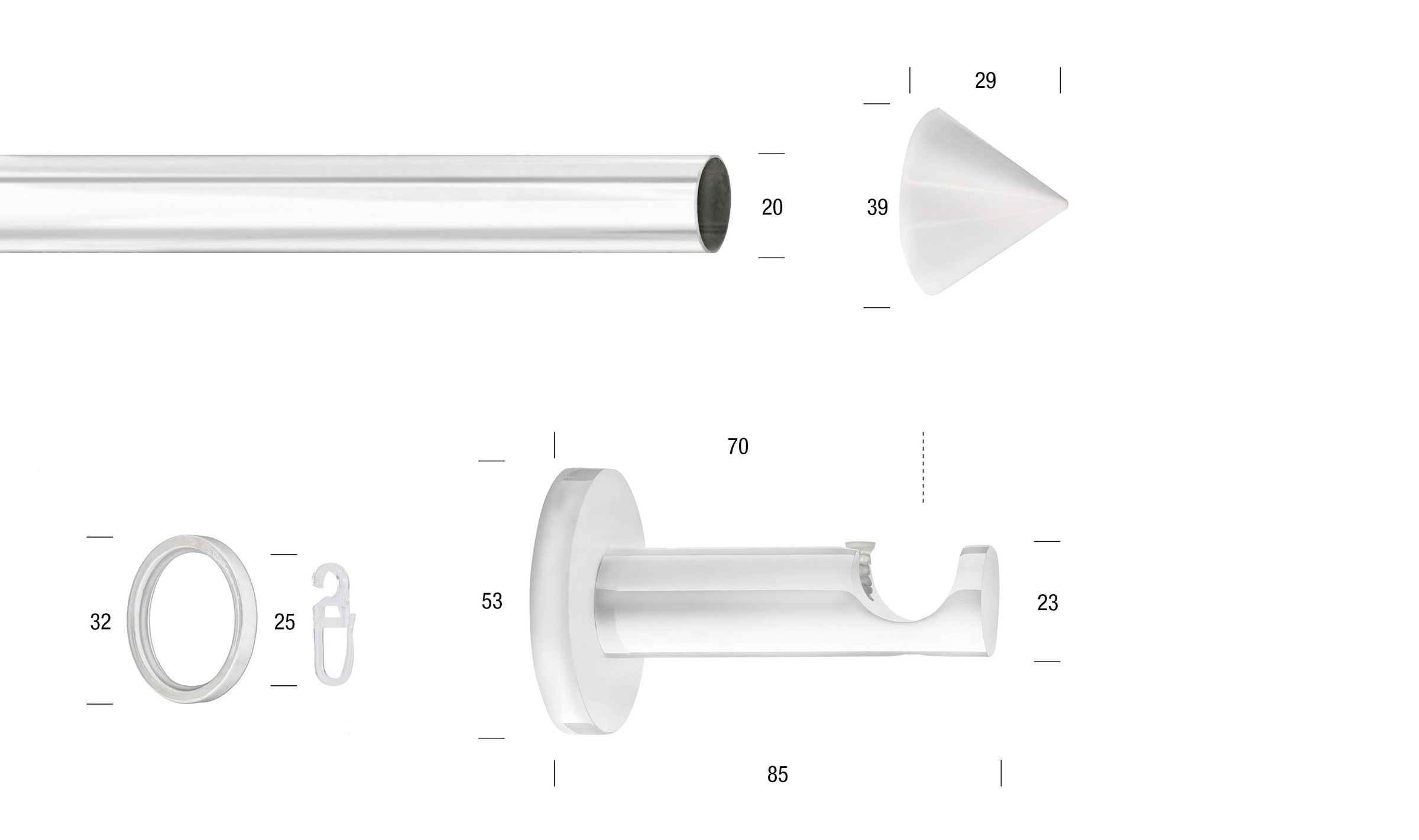 GARESA Gardinenstange "WHITE" Ø 20 mm 1 läufig-läufig Wunschmaßlänge Vorhan günstig online kaufen