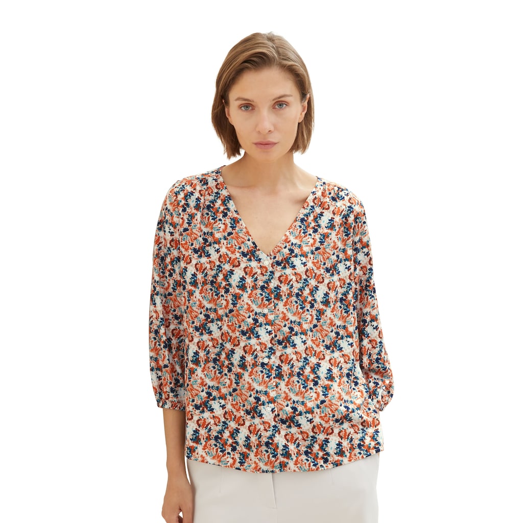 TOM TAILOR Druckbluse, mit durchgehender Knopfleiste