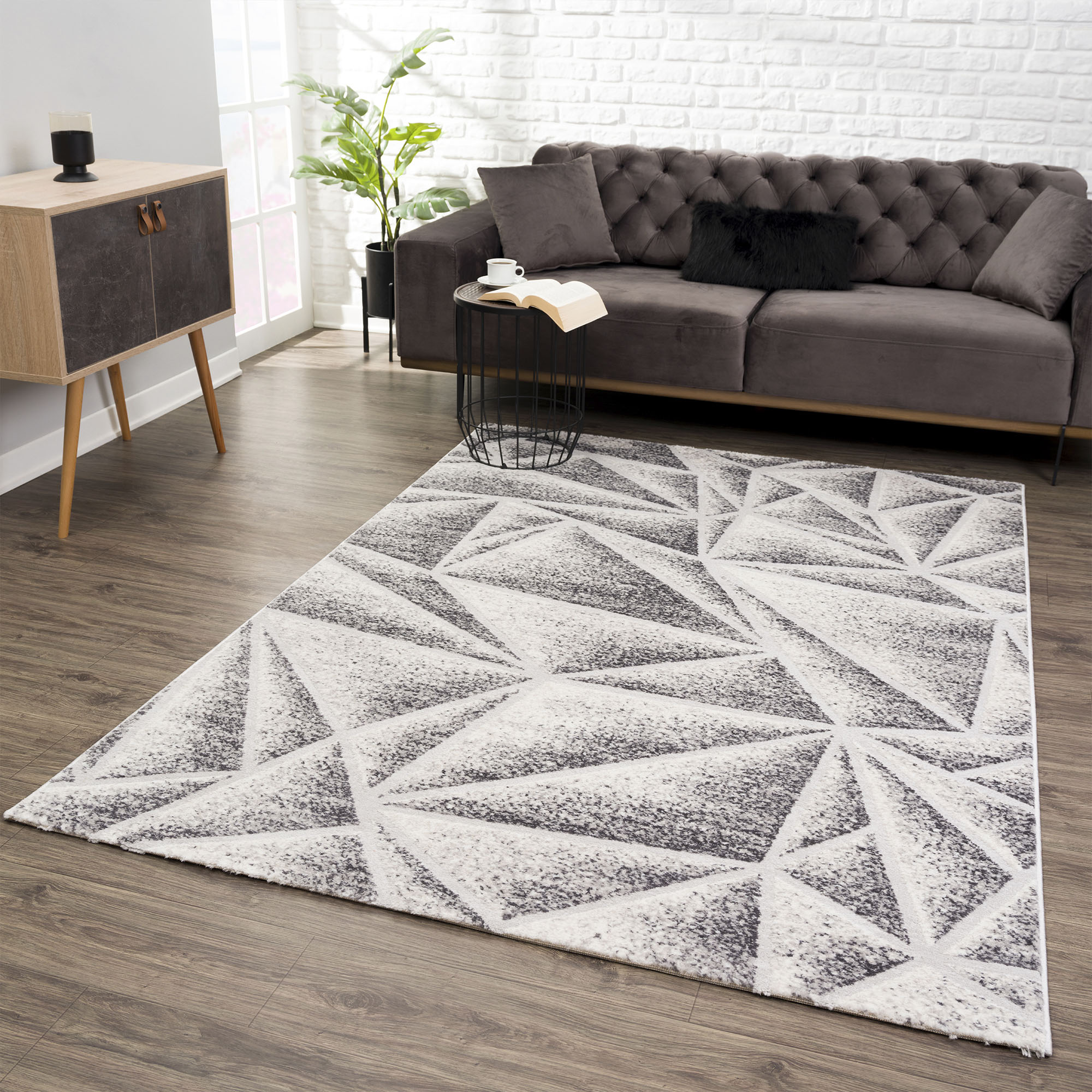 Sanat Teppich "Evra 7004, auch als Läufer erhältlich" rechteckig 22 mm Höhe Wohnzimmer, Kurzflor, modern, Hoch Tief Struktur