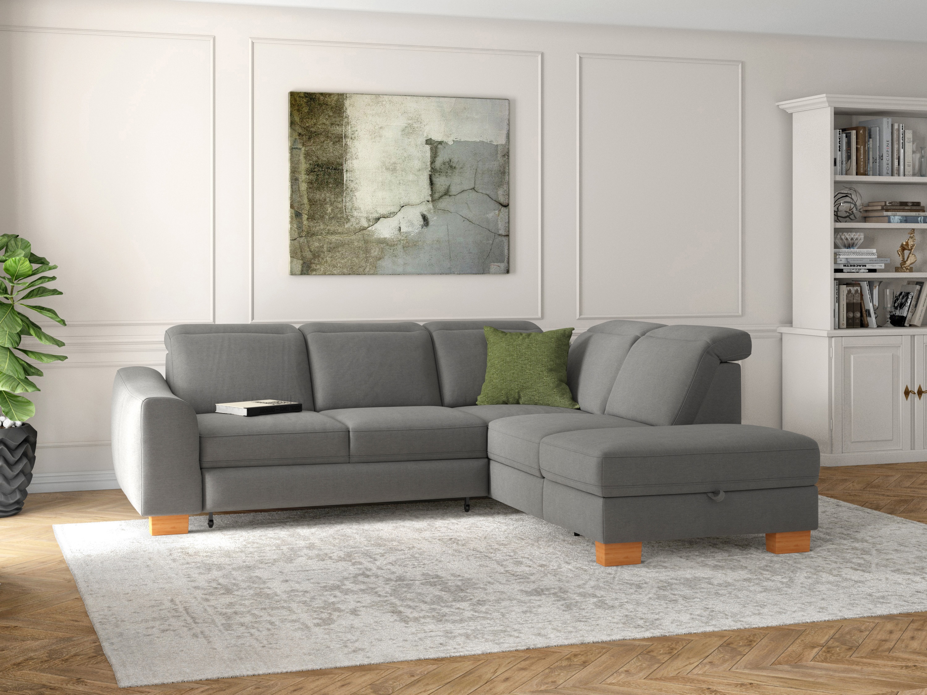 Thumbnail - sit&more Ecksofa "Dundee L-Form", mit Federkern und Massivholzfüßen, wahlweise mit Kopfteilverstellung