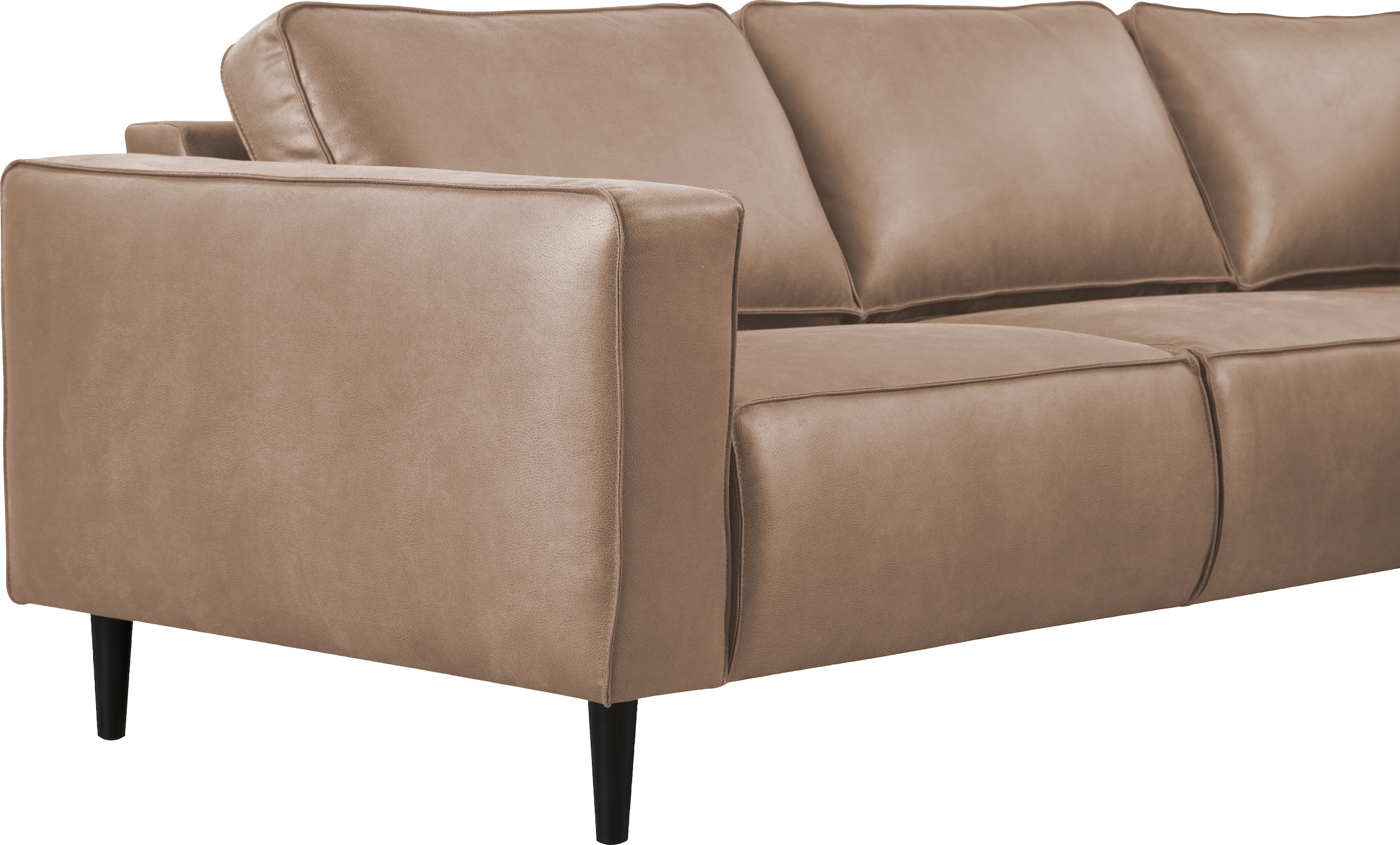 Places of Style Ecksofa »Fumone, Lederoptik oder Soft-Touch Chenille«, Breite 260, mit schwarzen Massivholzfüßen