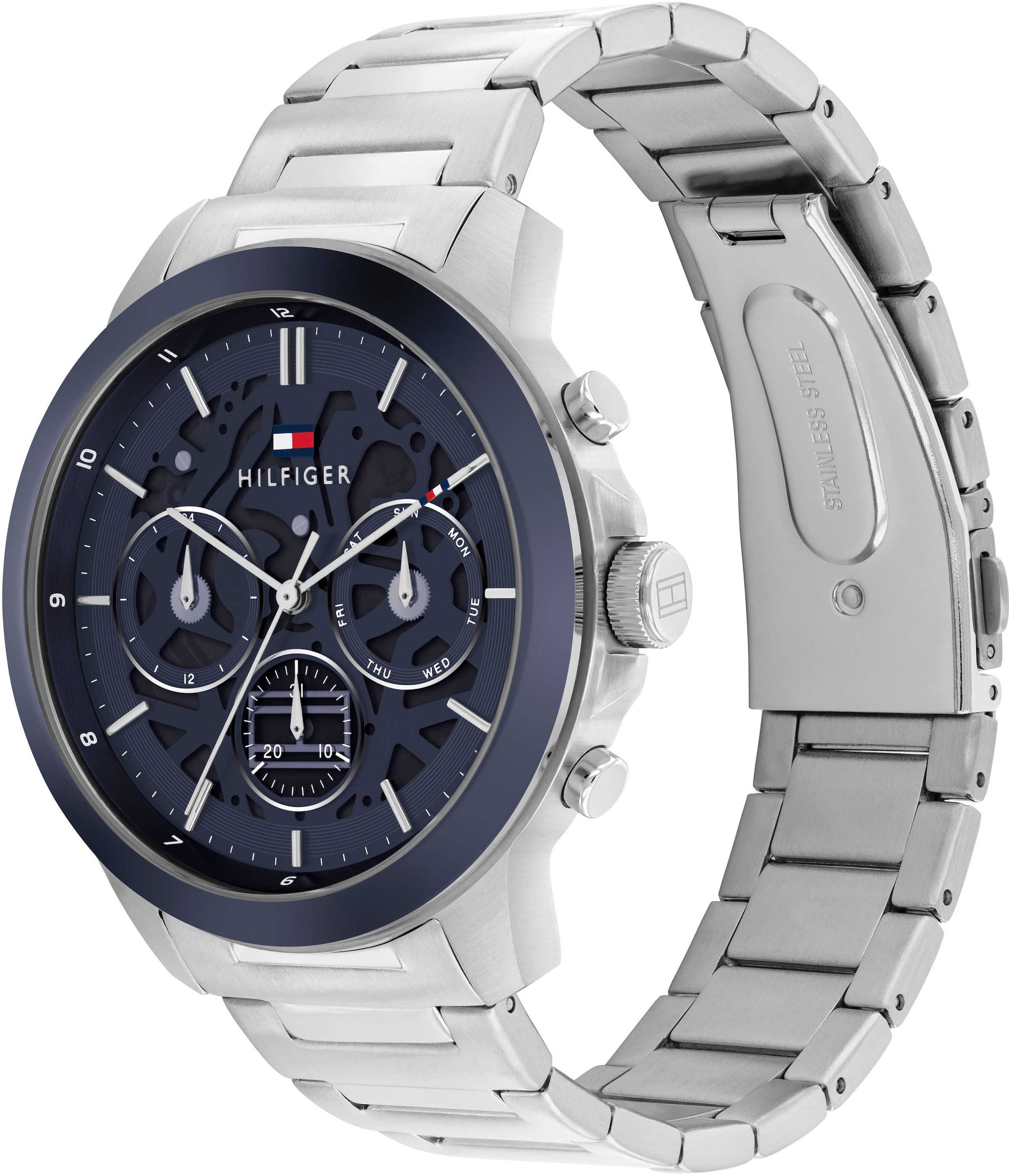Tommy Hilfiger Multifunktionsuhr »HENRY«, Quarzuhr, Armbanduhr, Herrenuhr, Edelstahlarmband, analog
