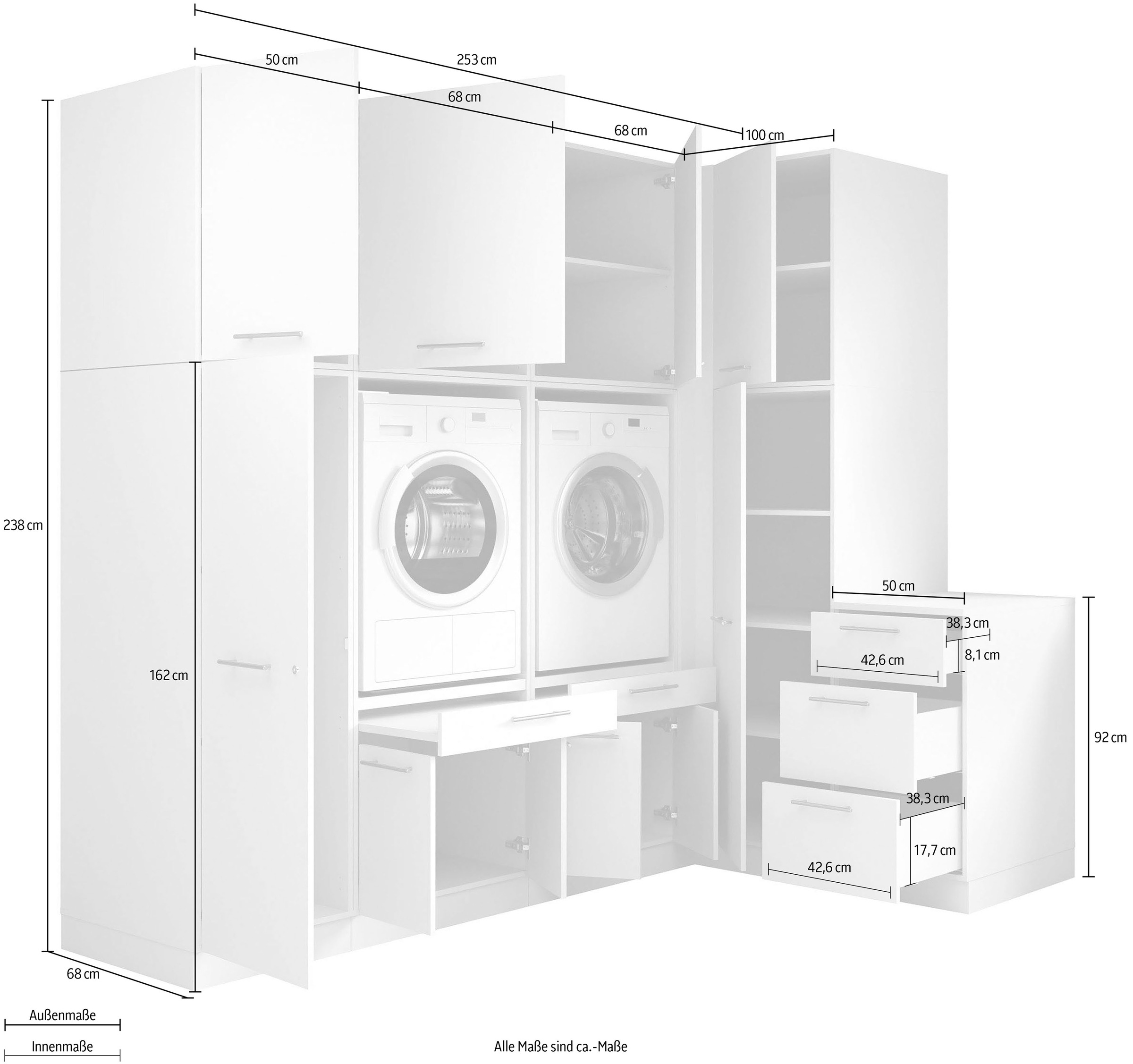 Laundreezy Mehrzweckschrank-Set »Laundreezy, 9-tlg. Mehrzweckschrank-Set B/H/T 253/238/68 cm« 9 Stk. tlg.