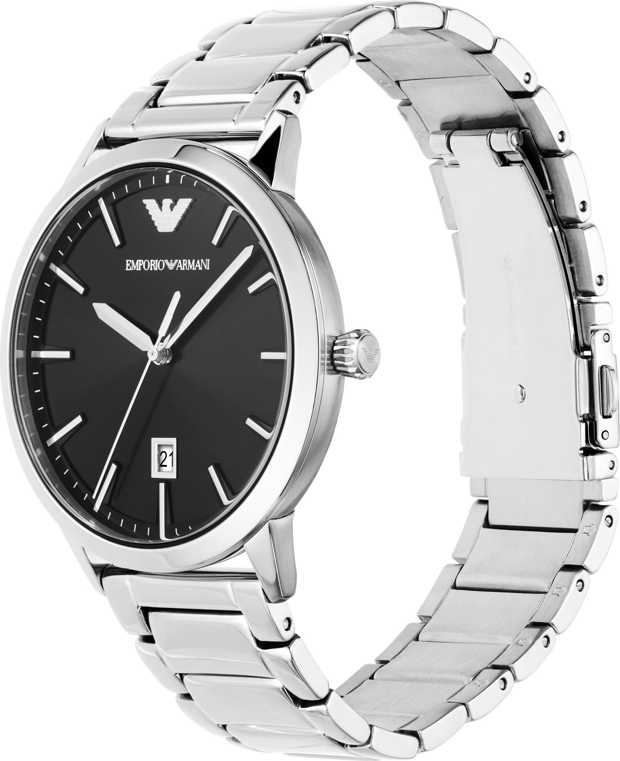 Emporio Armani Quarzuhr, Armbanduhr, Herrenuhr, Edelstahlarmband, analog, Tag