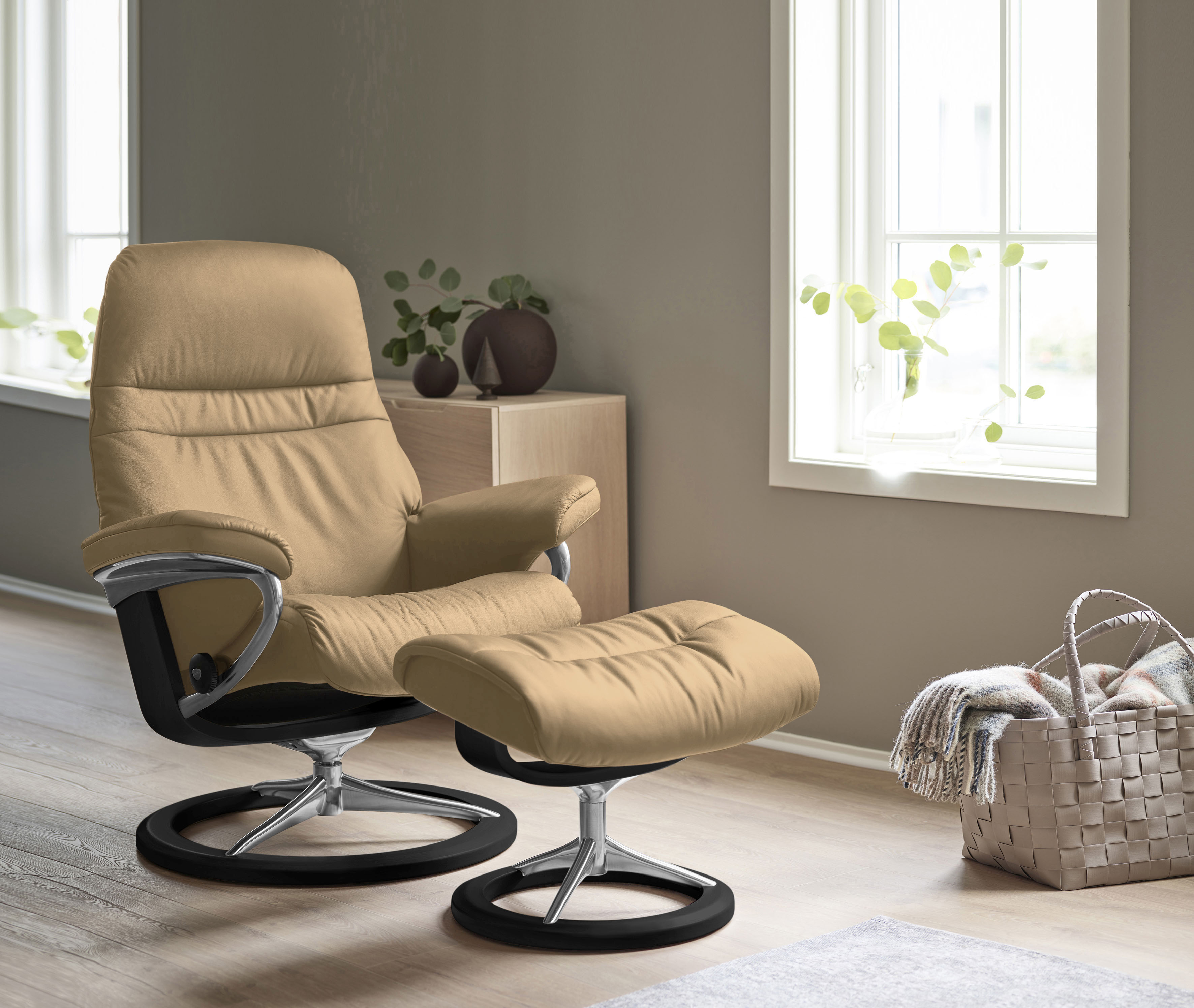 Stressless Relaxsessel "Sunrise" Relaxsessel mit Hocker, mit Signature Base, Größe S, Gestell Schwarz