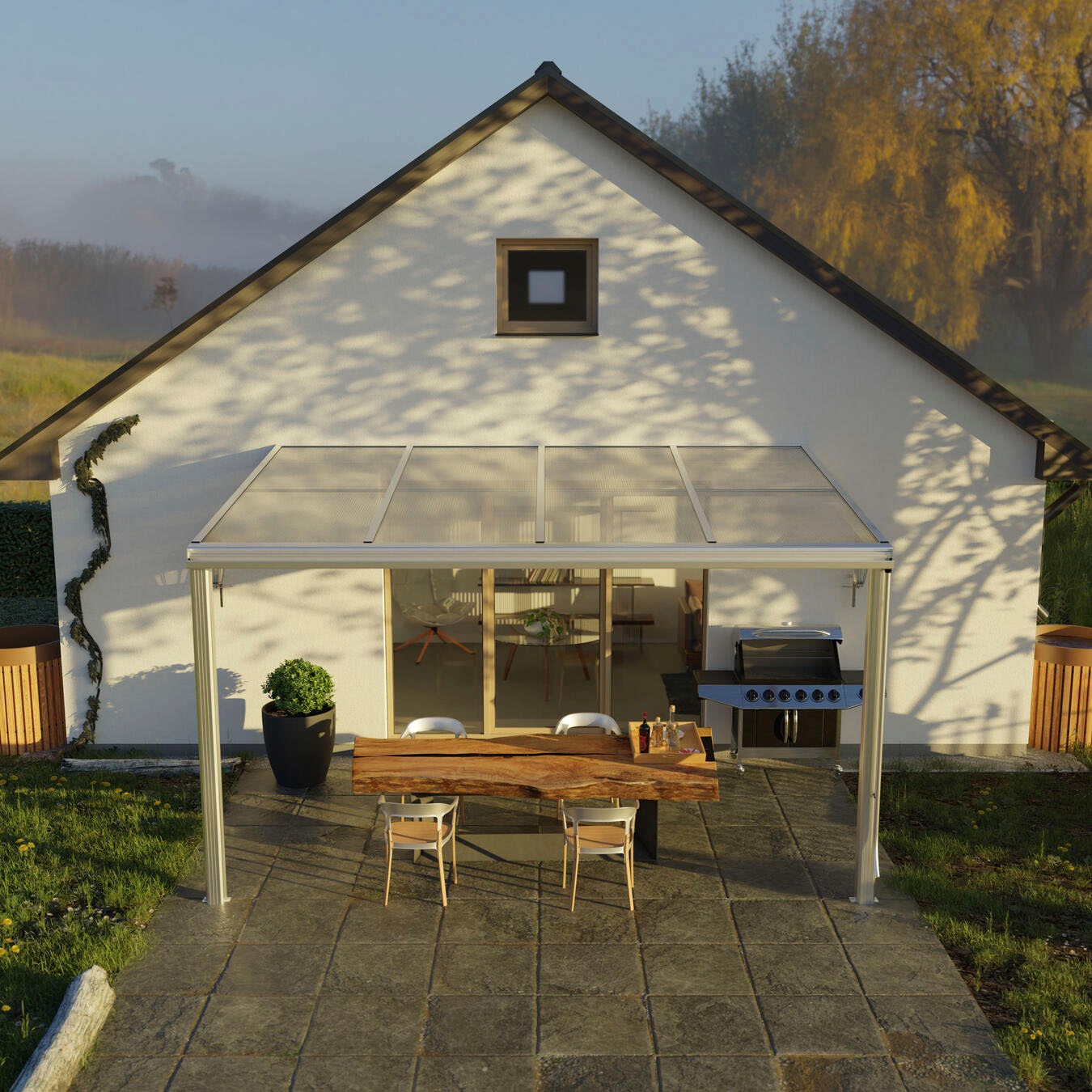 Toiture de terrasse BECKMANN "Exklusiv Gr. 2", gris (anthracite), L:407cm P:270,7cm 2