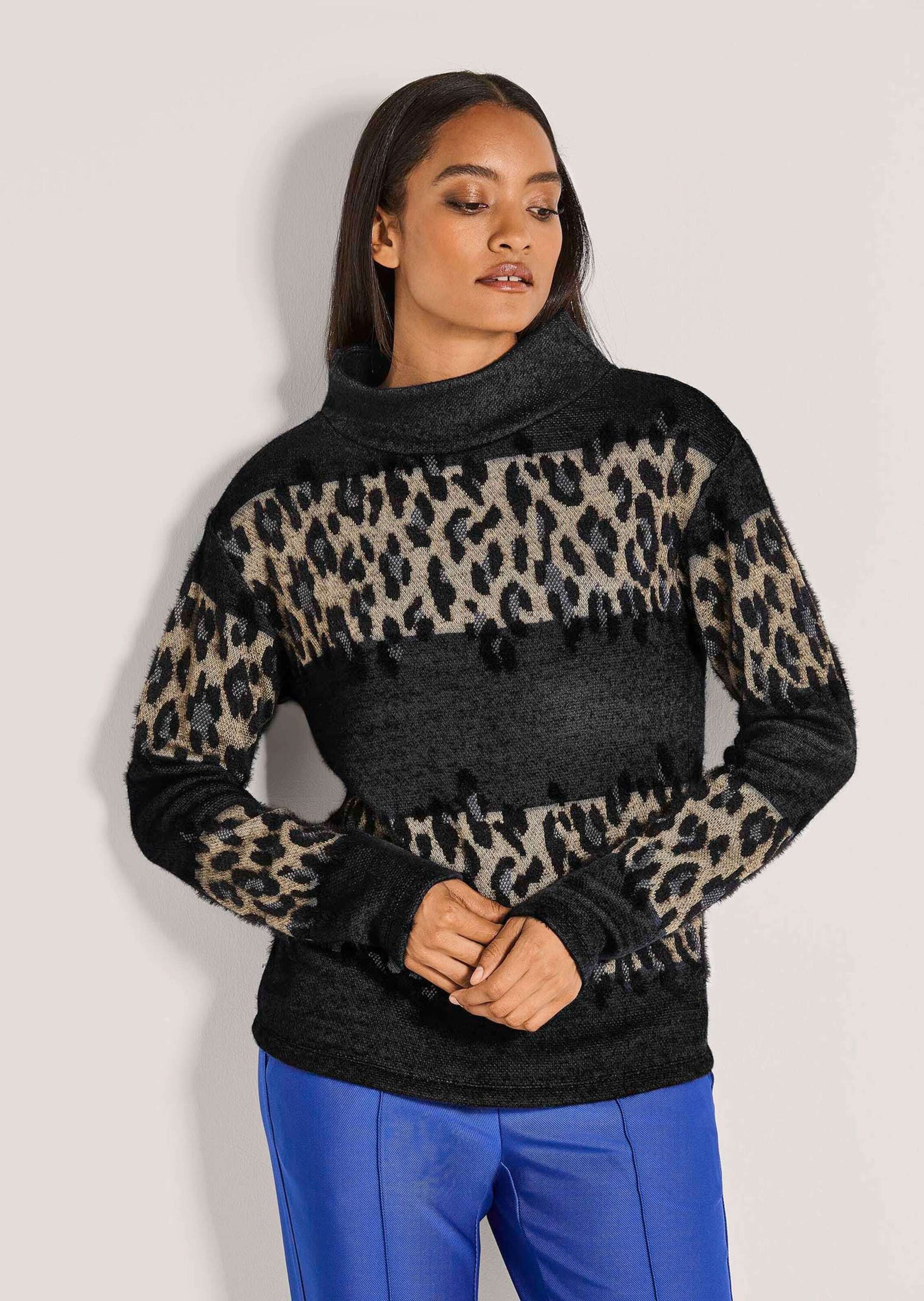 Thumbnail - MADELEINE Langarmshirt "Sweatshirt Leo-Design Pullover mit Stehkragen"