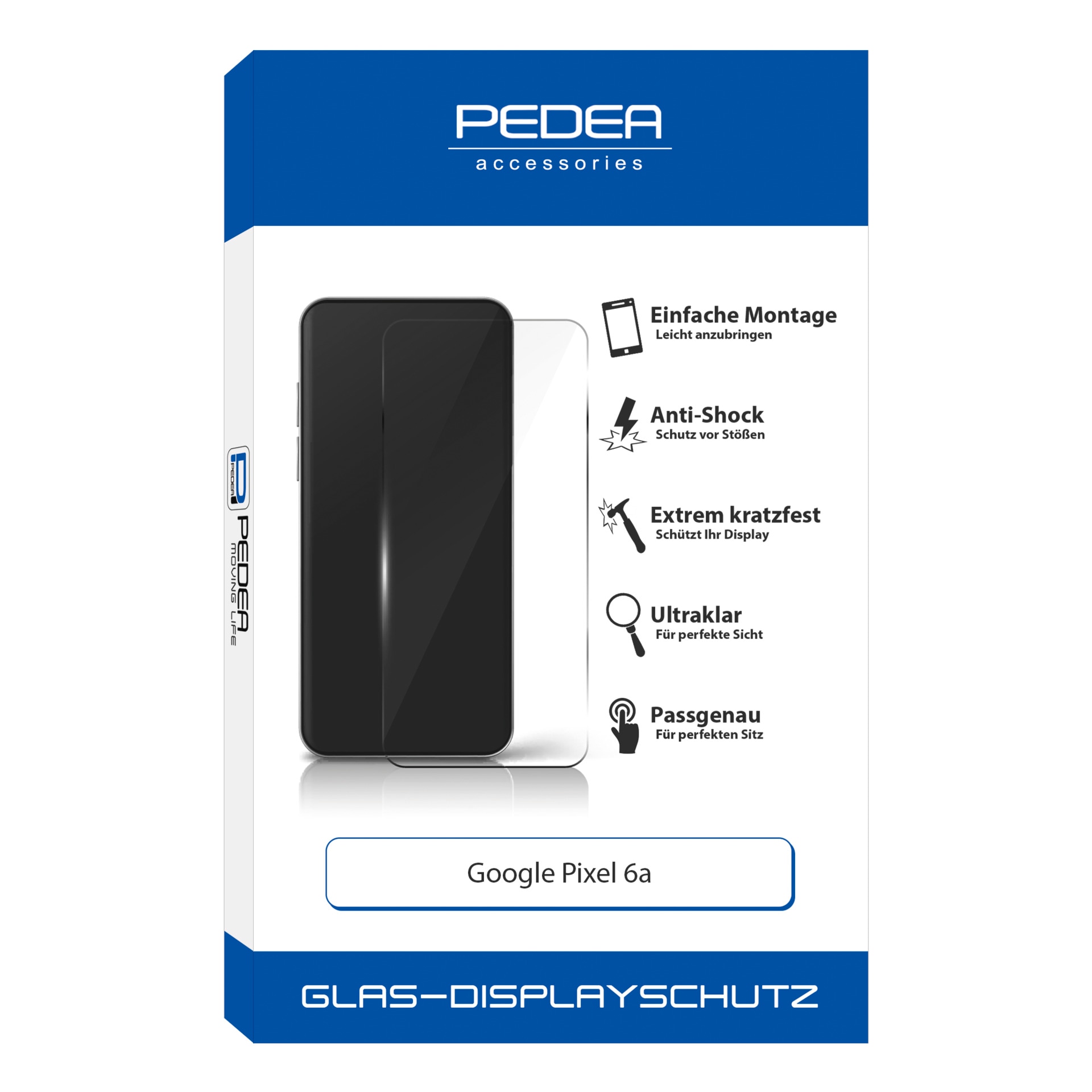 PEDEA Displayschutzglas »Display-Schutzglas - Google Pixel 6A«, Displayschutzfolie