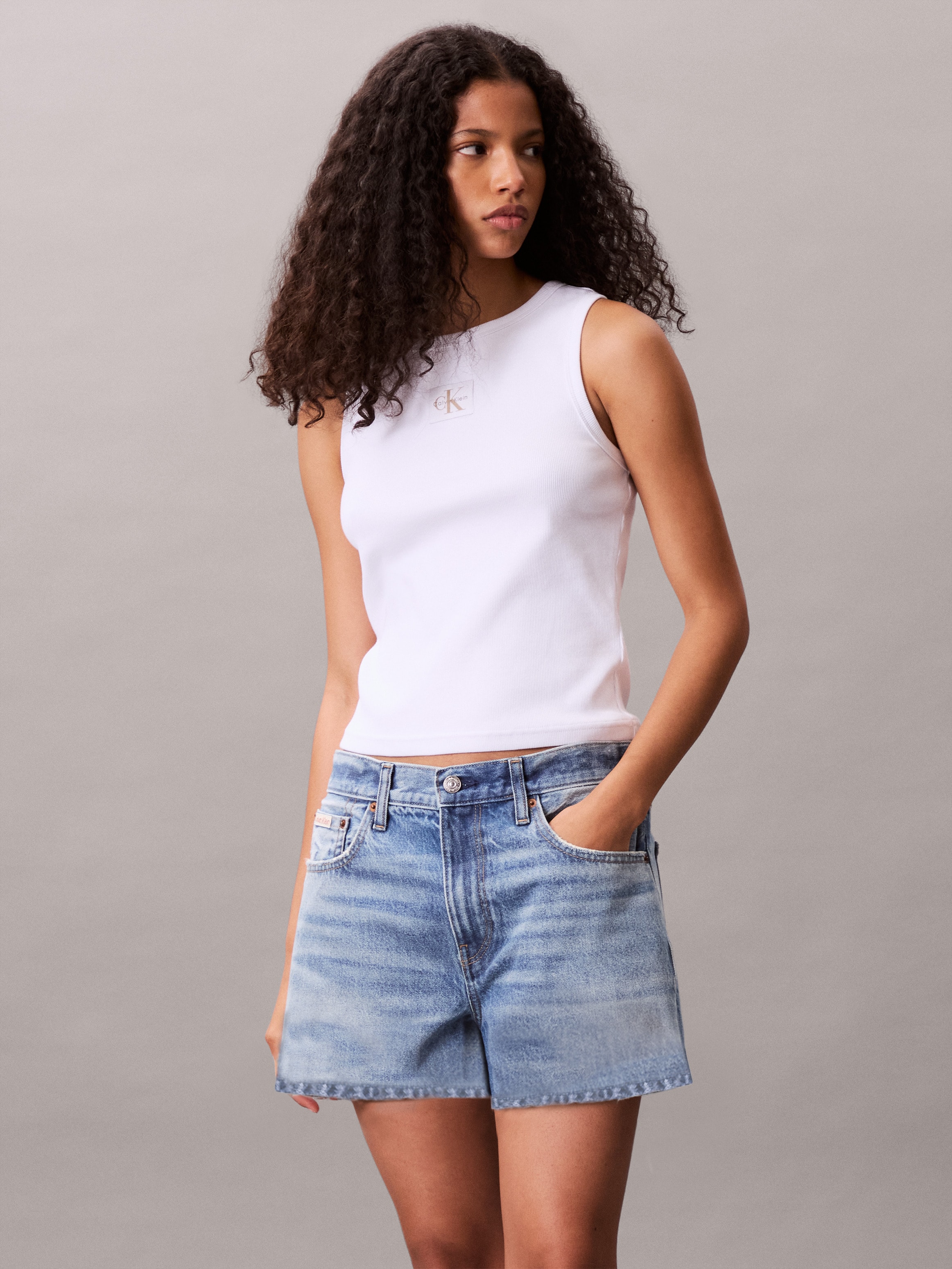 Calvin Klein Jeans Tanktop »A - WVN LBL 2X2 CTTN«, Mit Rundhalsausschnitt