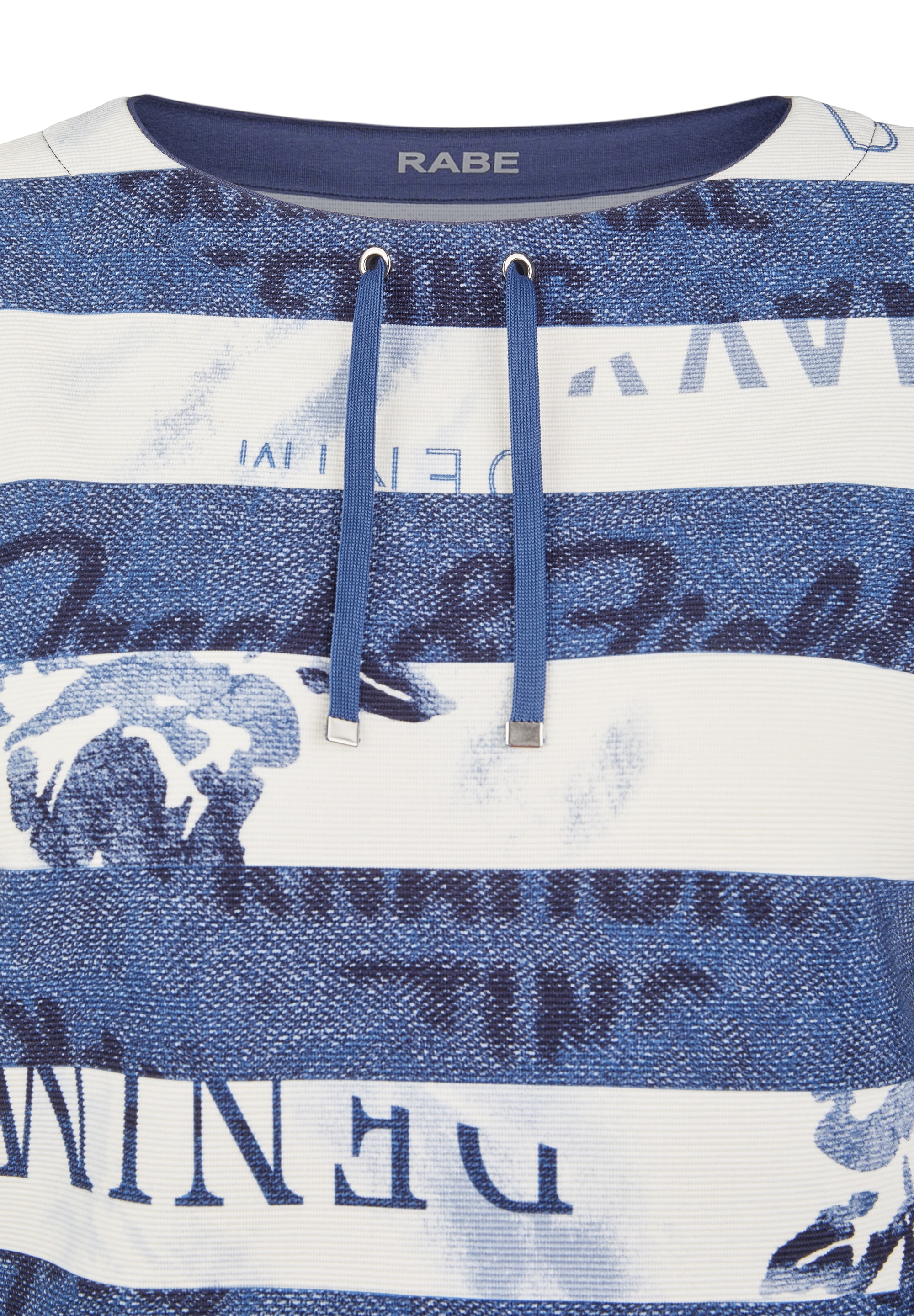 Rabe 3/4-Arm-Shirt, mit Streifenmuster und Print