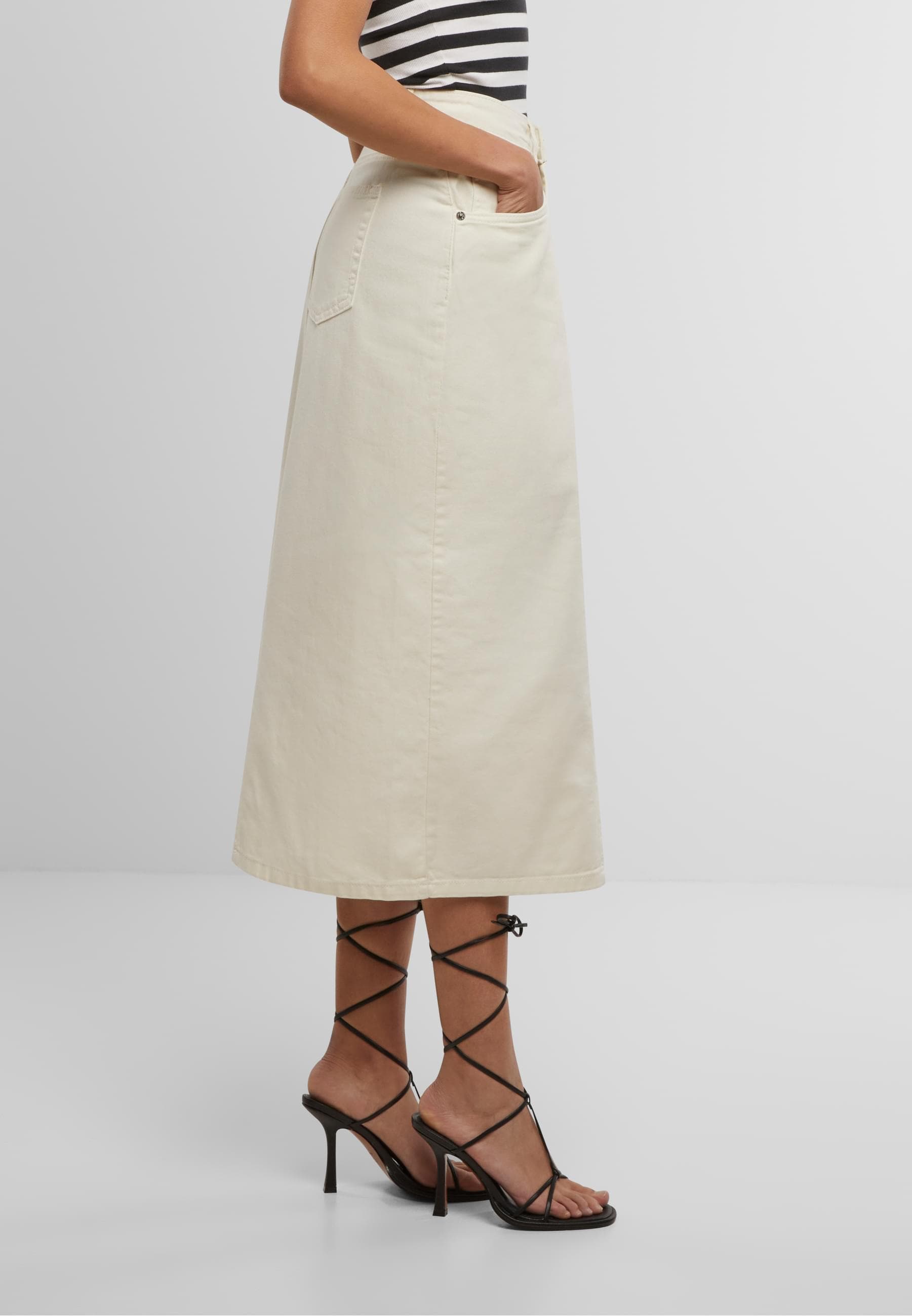 URBAN CLASSICS Sommerrock »Urban Classics Ladies Soft Denim Midi Skirt«, (1 tlg.)