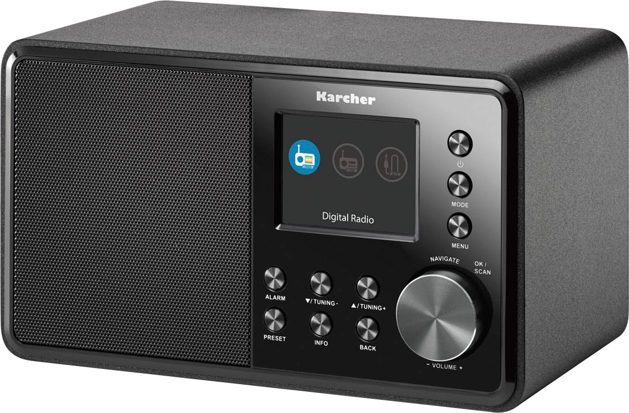 KARCHER Digitalradio (DAB+) "DAB 3000", B:20,1cm H:11,8cm T:11,8cm, schwarz, Radios, FM-Tuner mit RDS, UKW mit RDS, 3 W, Radio mit Farbdisplay,