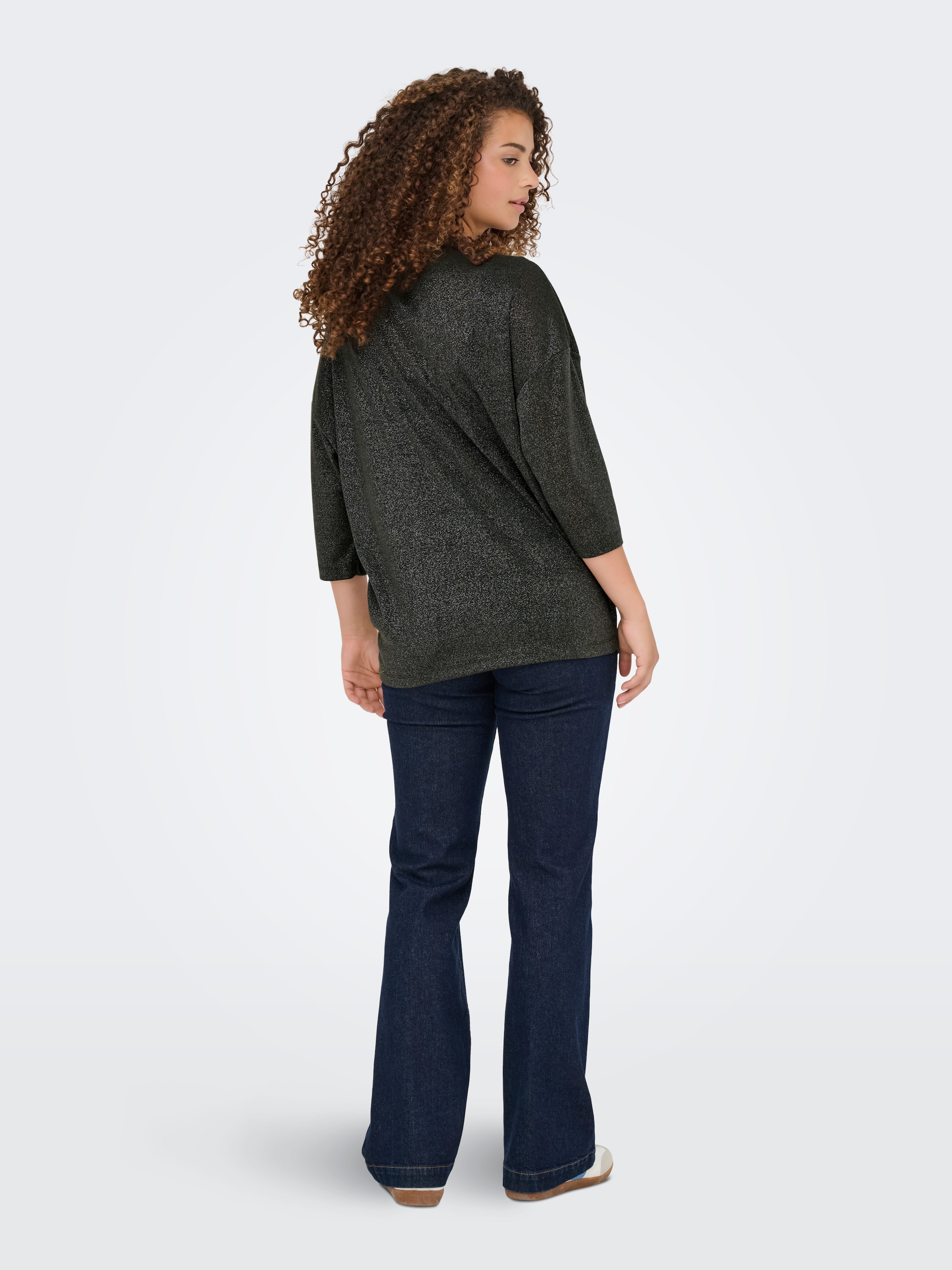 ONLY 3/4-Arm-Shirt »ONLSILVERY GLAMOUR LUREX 3/4 TOP JRS« mit Glitzer-Effekt