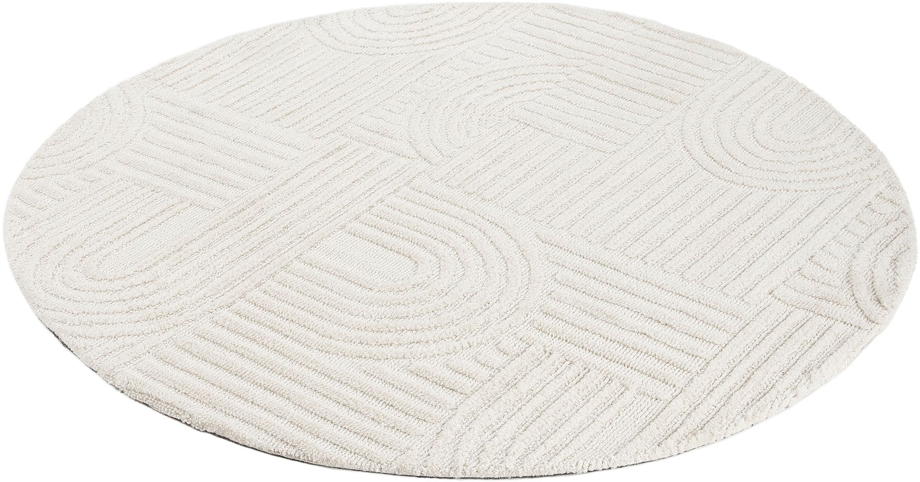 carpetfine Teppich »Holly 4 - Soft Touch Microfaser Teppich«, rund, 12 mm Höhe, Boho Scandi, weiche dichte getuftete Hoch-Tief-Struktur, Wohnzimmer