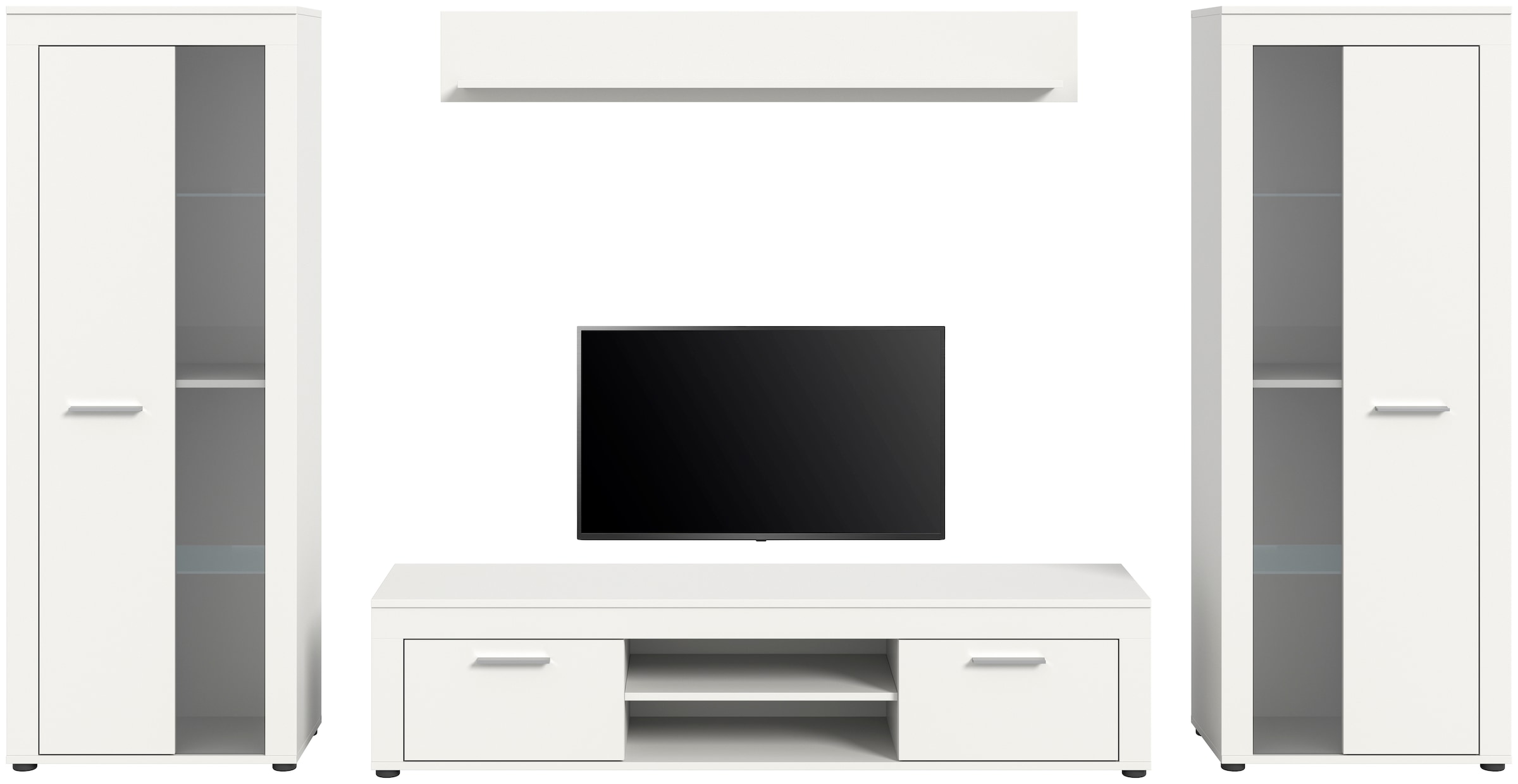 INOSIGN Wohnwand »Aosta, Breite 310cm, best. aus: 2x Vitrine, Lowboard, Wandboard«, Wohnwand, Kombination, Anbauwand, Möbel Set, Schrankwand, Möbel Kombi