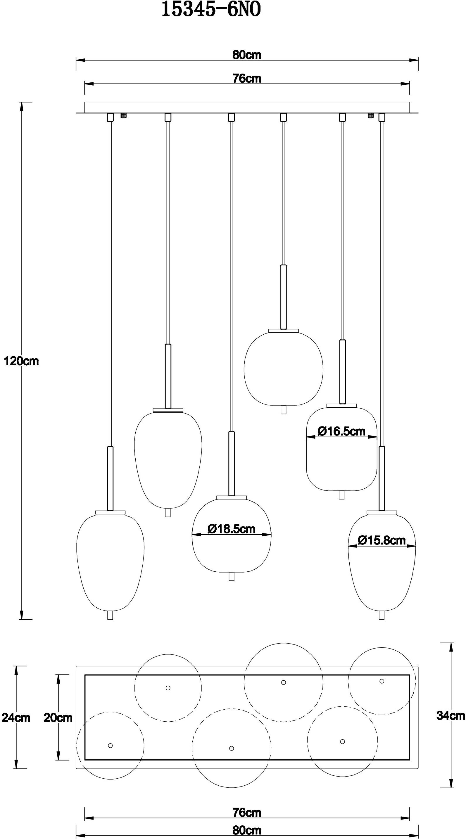 GLOBO LIGHTING Hängeleuchte »BLACKY I« E14 1 Stk. Hängelampe Glas opal unterschiedliche Gläser Esszimmer Esstisch